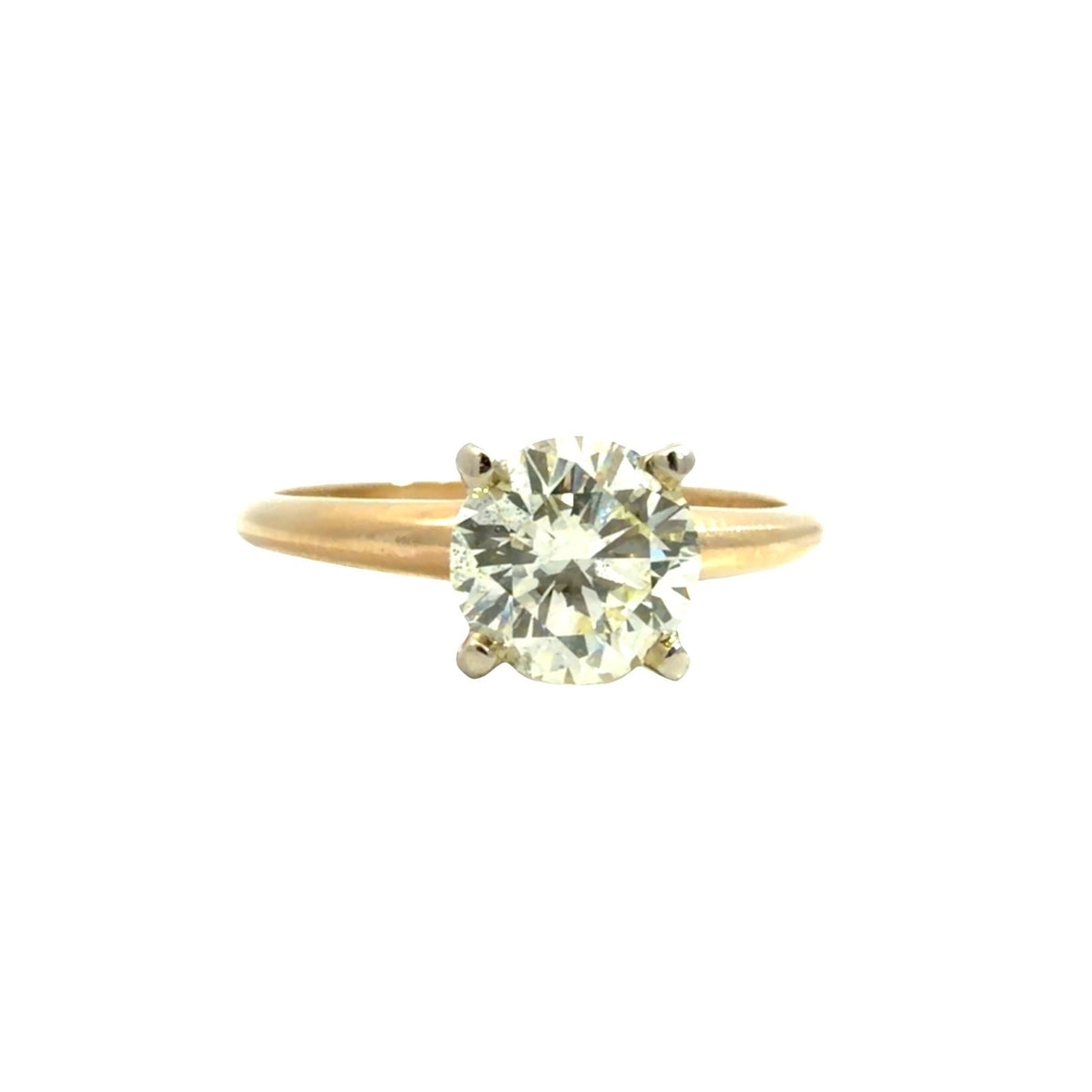 14k Yellow Gold Stamped Solitaire Ring with Round Brilliant Cut 1.06ctw Diamond0