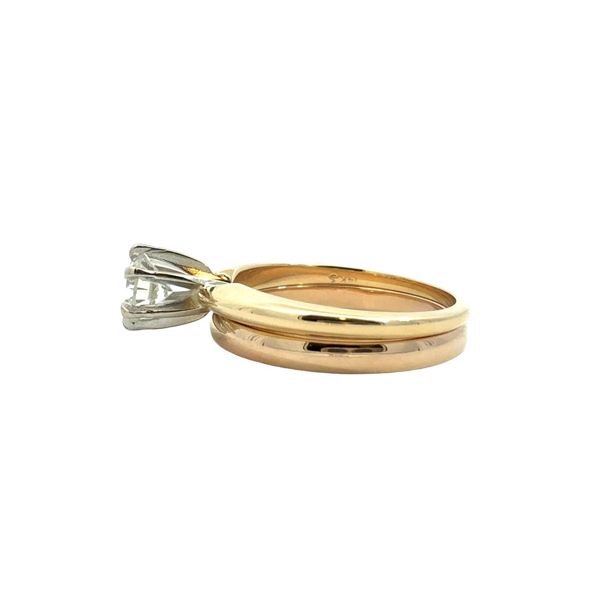 14k Yellow Gold with 0.48tcw Round Diamond Solitaire Bridal Set Size 64