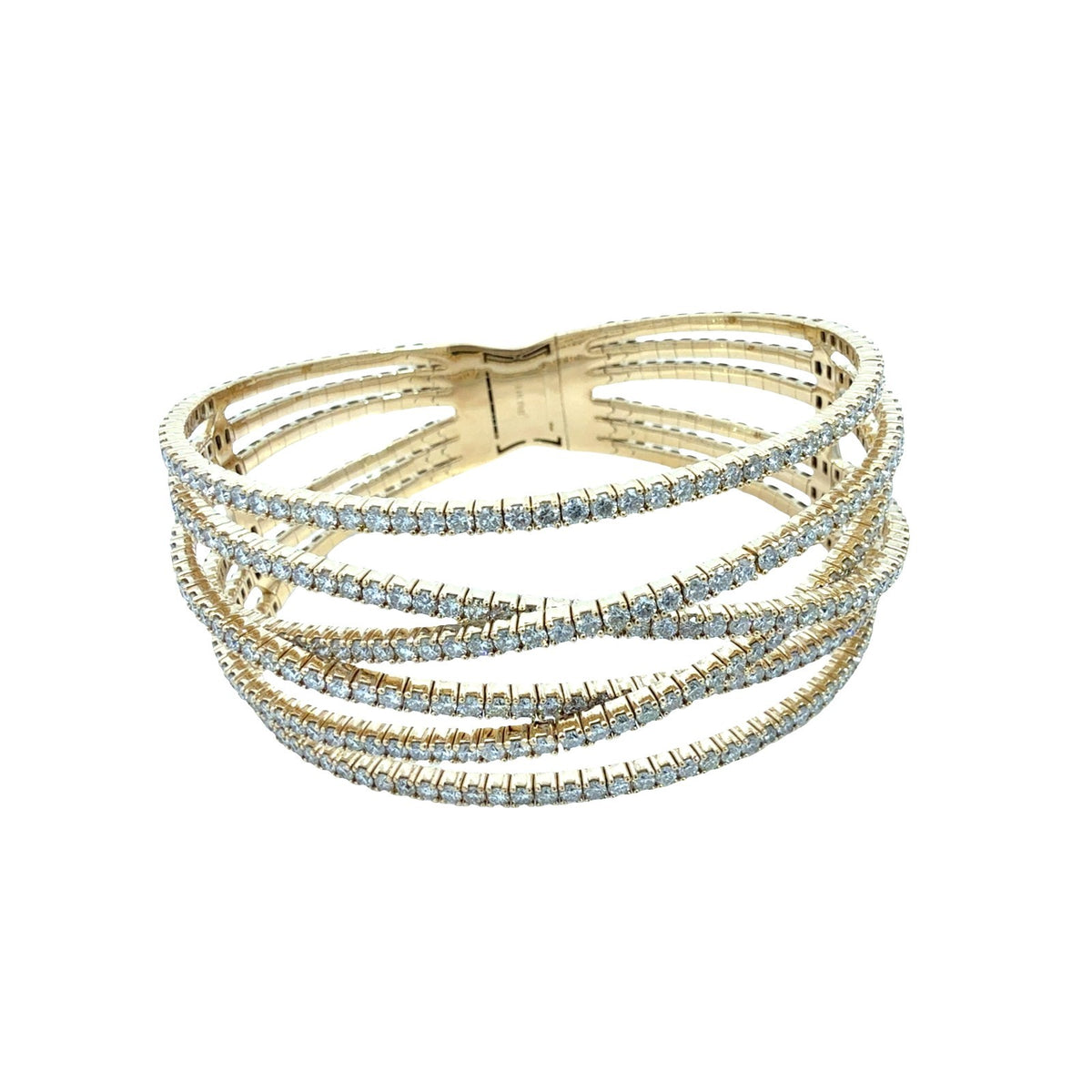 NEW 14k Yellow Gold and 8.11cttw Diamond Crisscross Bangle Bracelet1