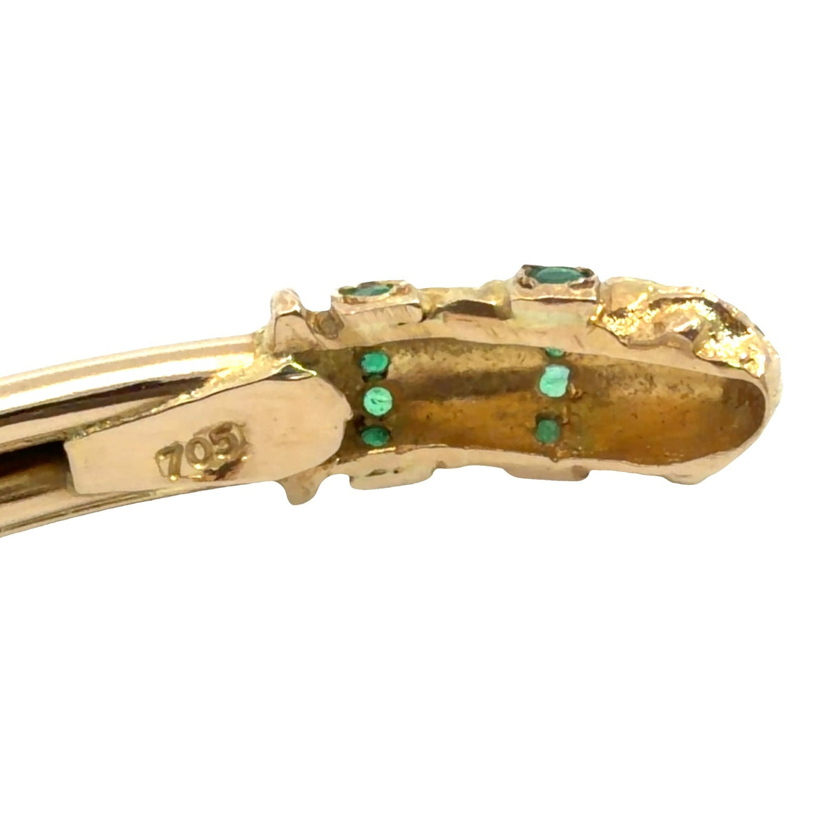17k Yellow Gold Animal Head Bangle with Emerald Accents7