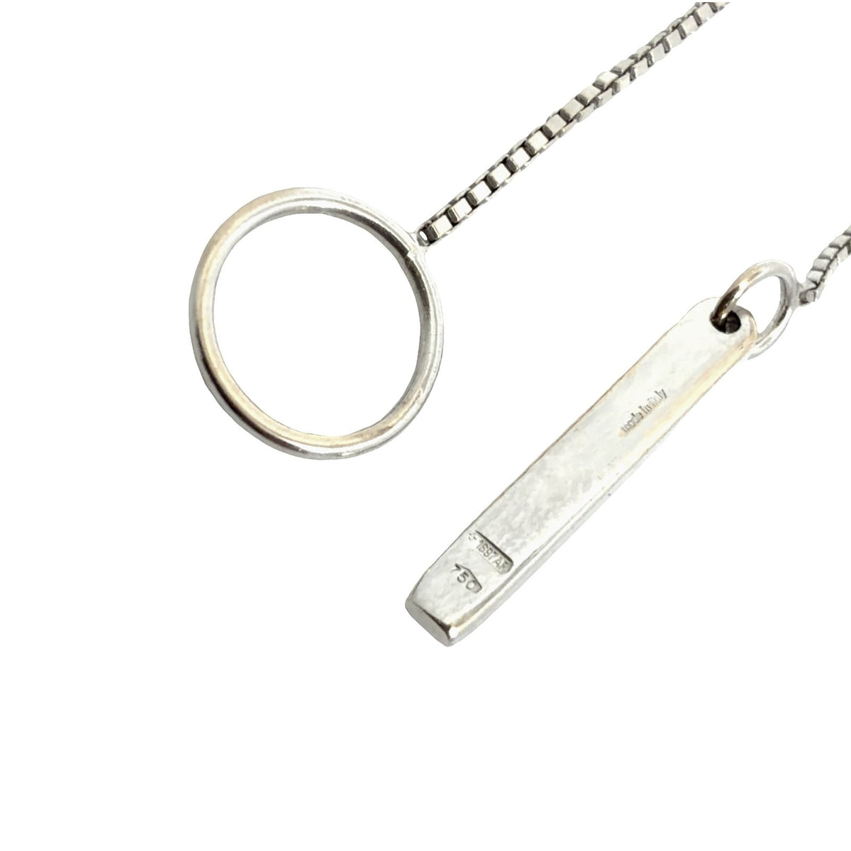 Gucci 18k White Gold Lariat Bar Pendant Box Chain Necklace 18"3