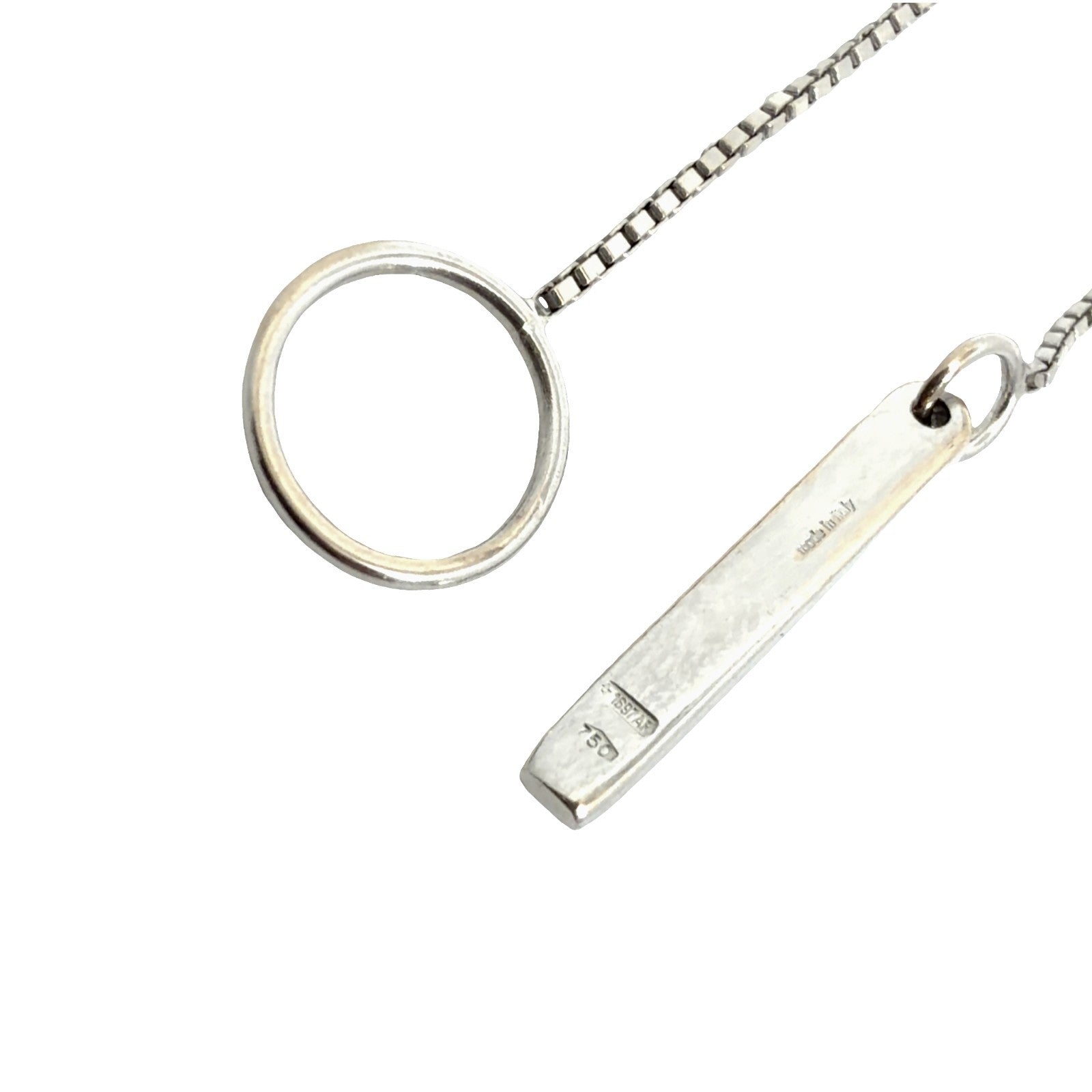 Gucci 18k White Gold Lariat Bar Pendant Box Chain Necklace 18"3
