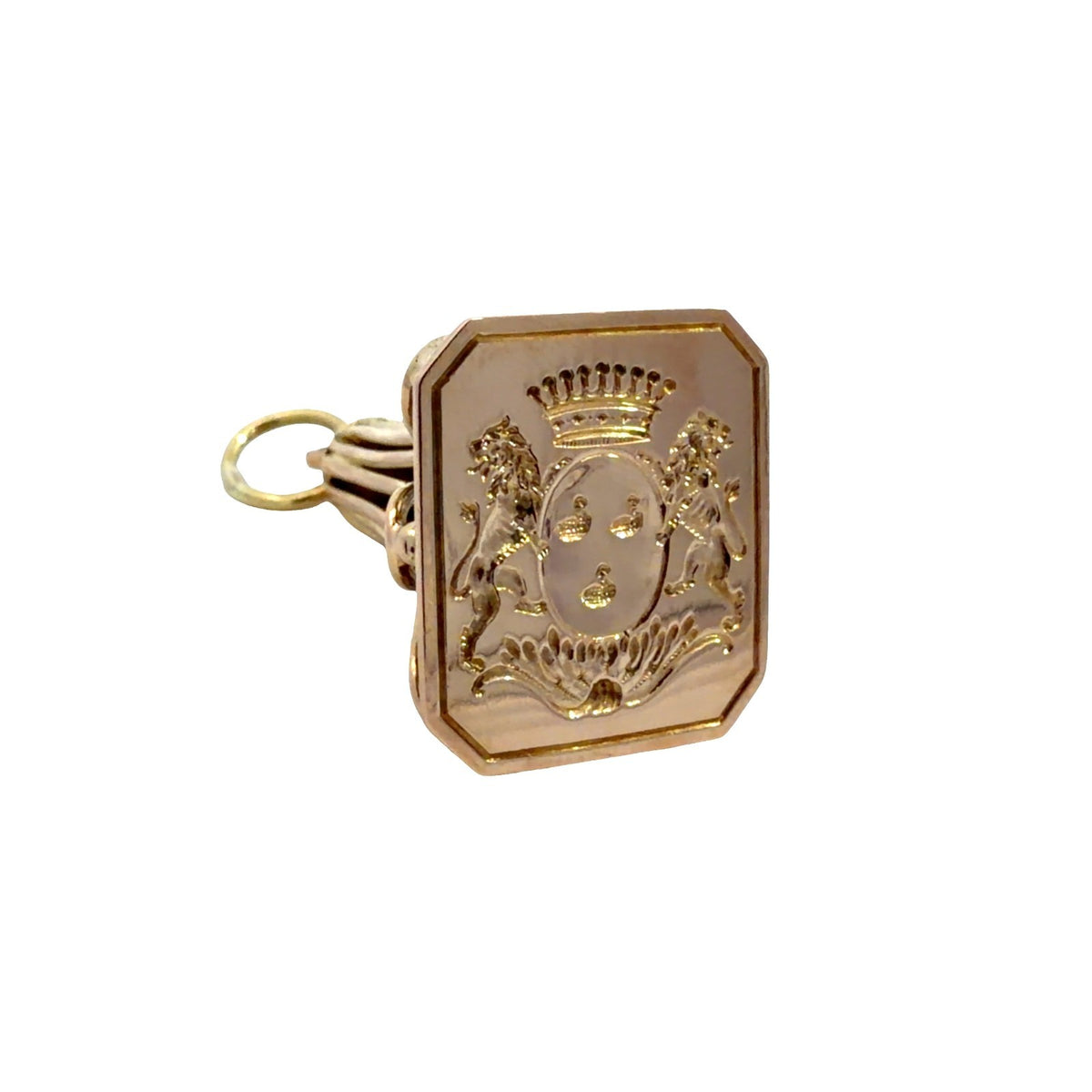 Antique Victorian 17k Yellow Gold Lion and Crown Intaglio Fob Pendant0