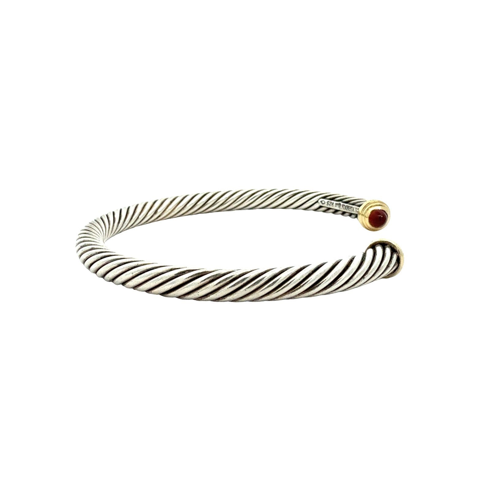 David Yurman Sterling Silver 18k Yellow Gold Accents & Garnet Twisted Cable Cuff2