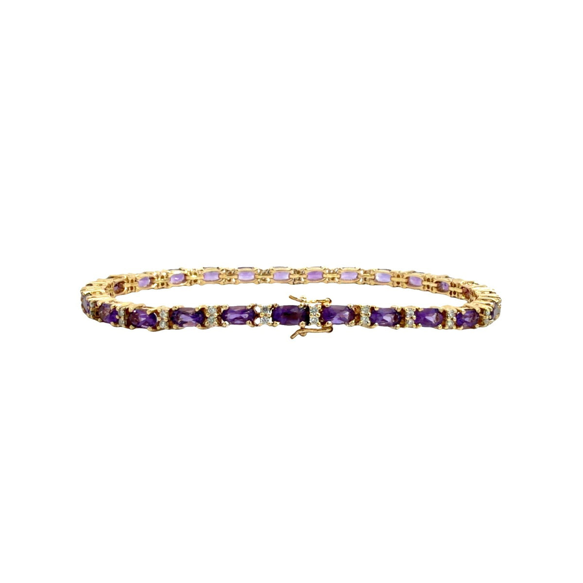 14k Yellow Gold Tennis Bracelet with 3.75ctw Amethyst and 0.50ctw Diamonds3