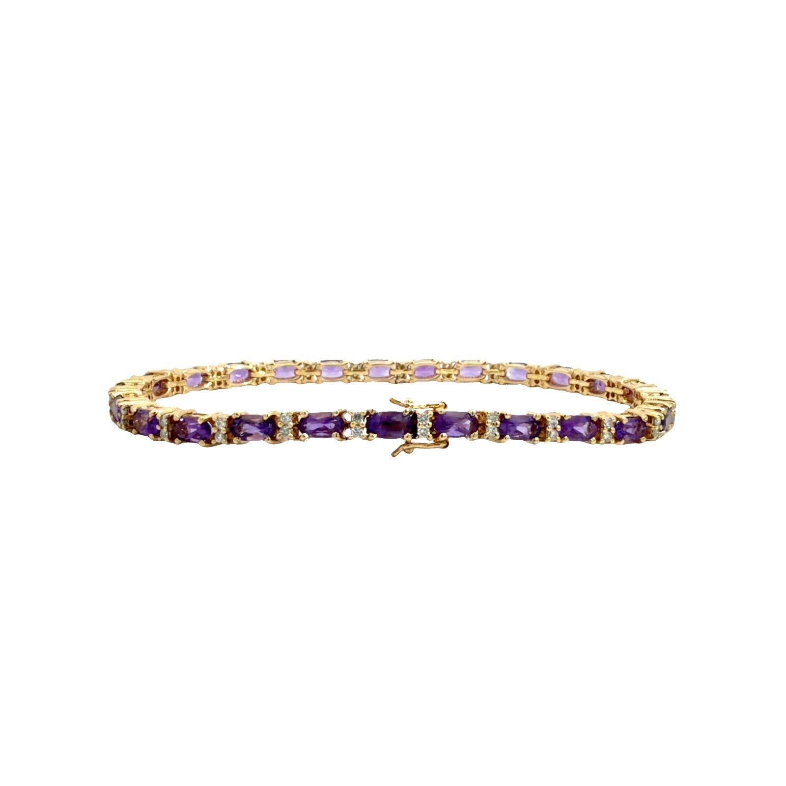 14k Yellow Gold Tennis Bracelet with 3.75ctw Amethyst and 0.50ctw Diamonds3