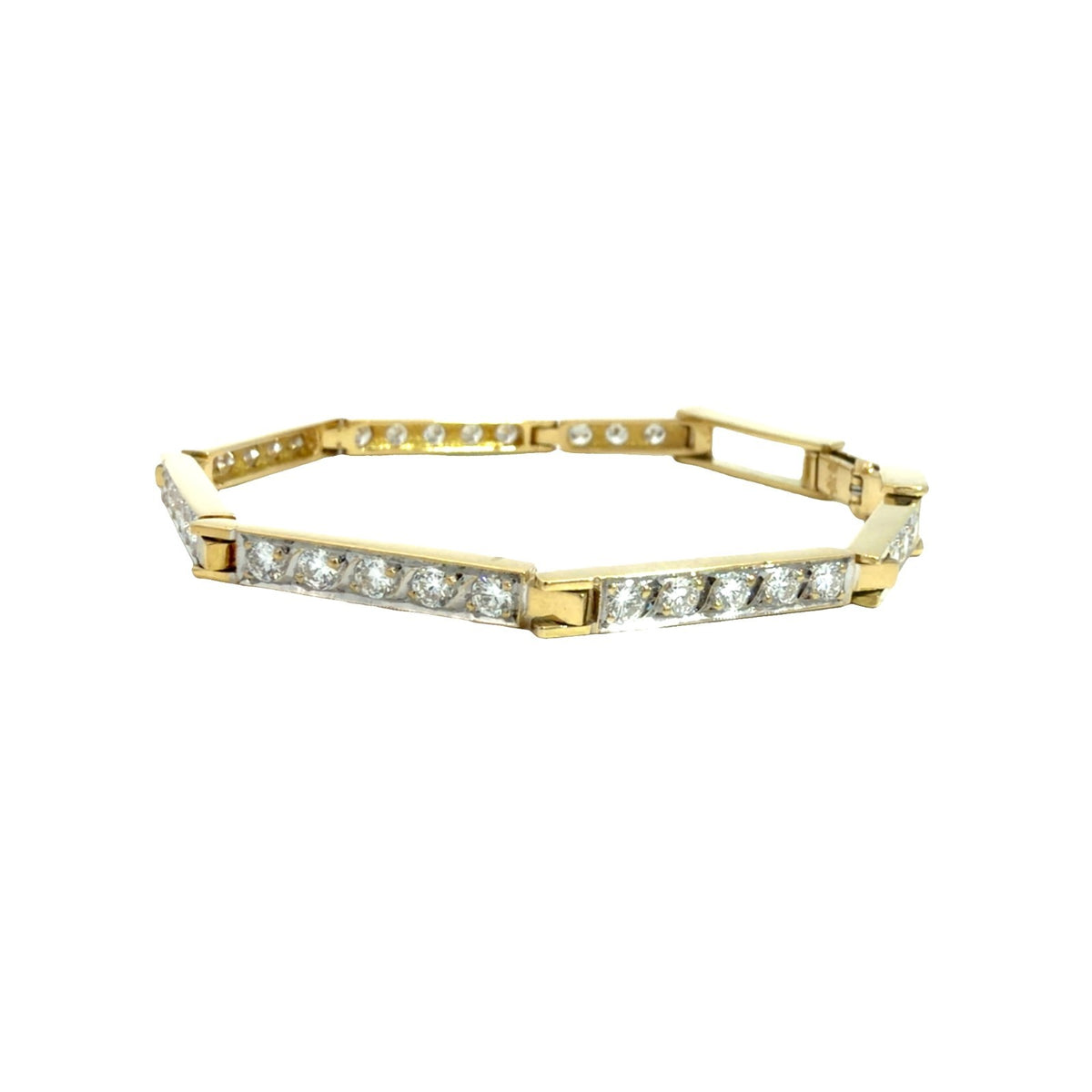 18k Yellow Gold 2.32ctw Channel Set Diamond Hinged Box Link Tennis Bracelet3