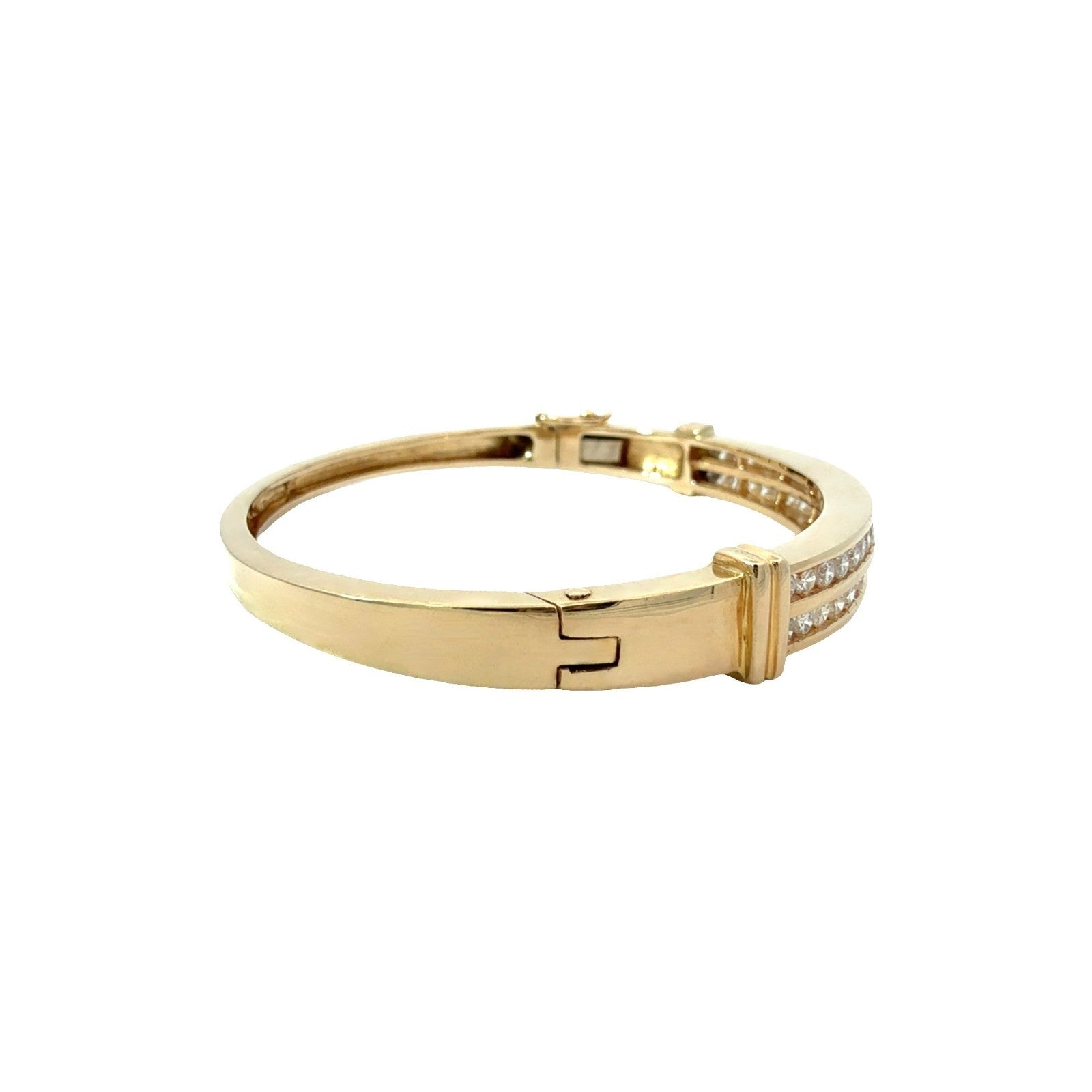 14k Yellow Gold Bangle with Round Double Channel Diamonds2