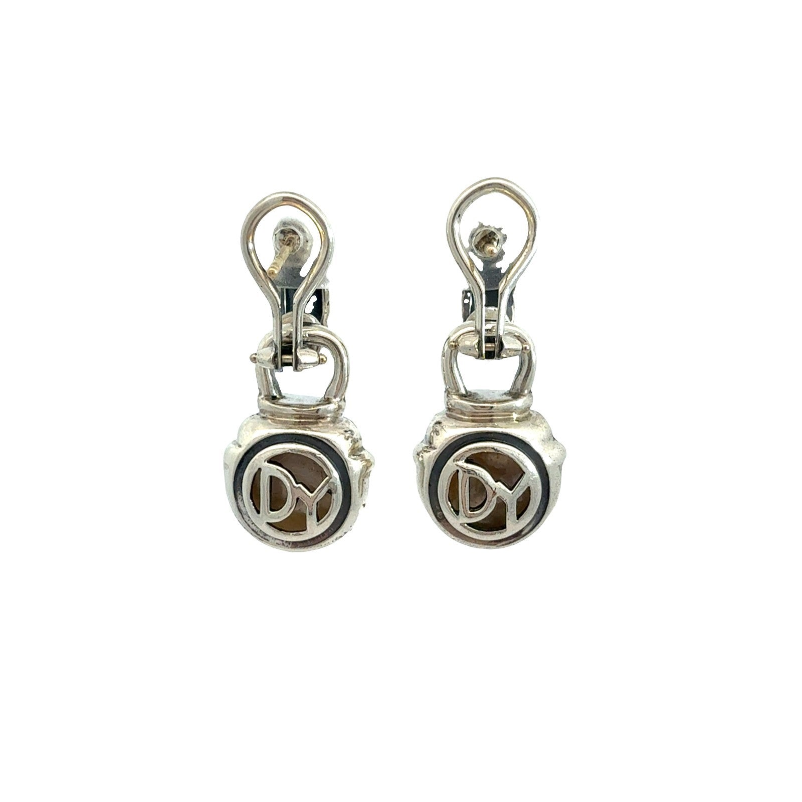 David Yurman Sterling Silver 14k Gold Accents & Pearl Acorn Drop Earrings2