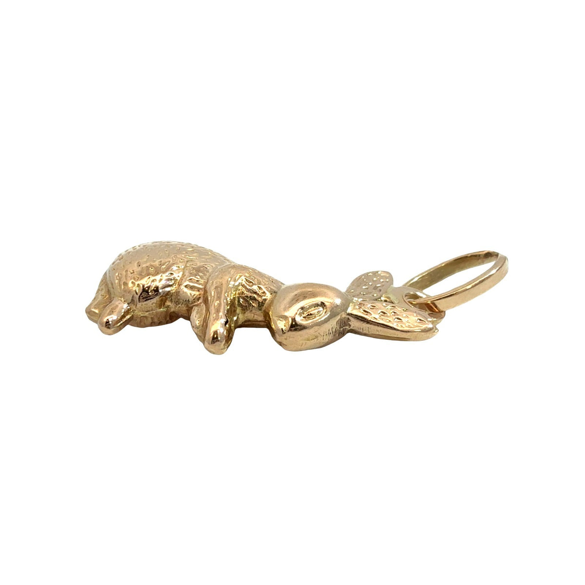 Vintage 18k Yellow Gold Textured Bunny Rabbit Pendant2