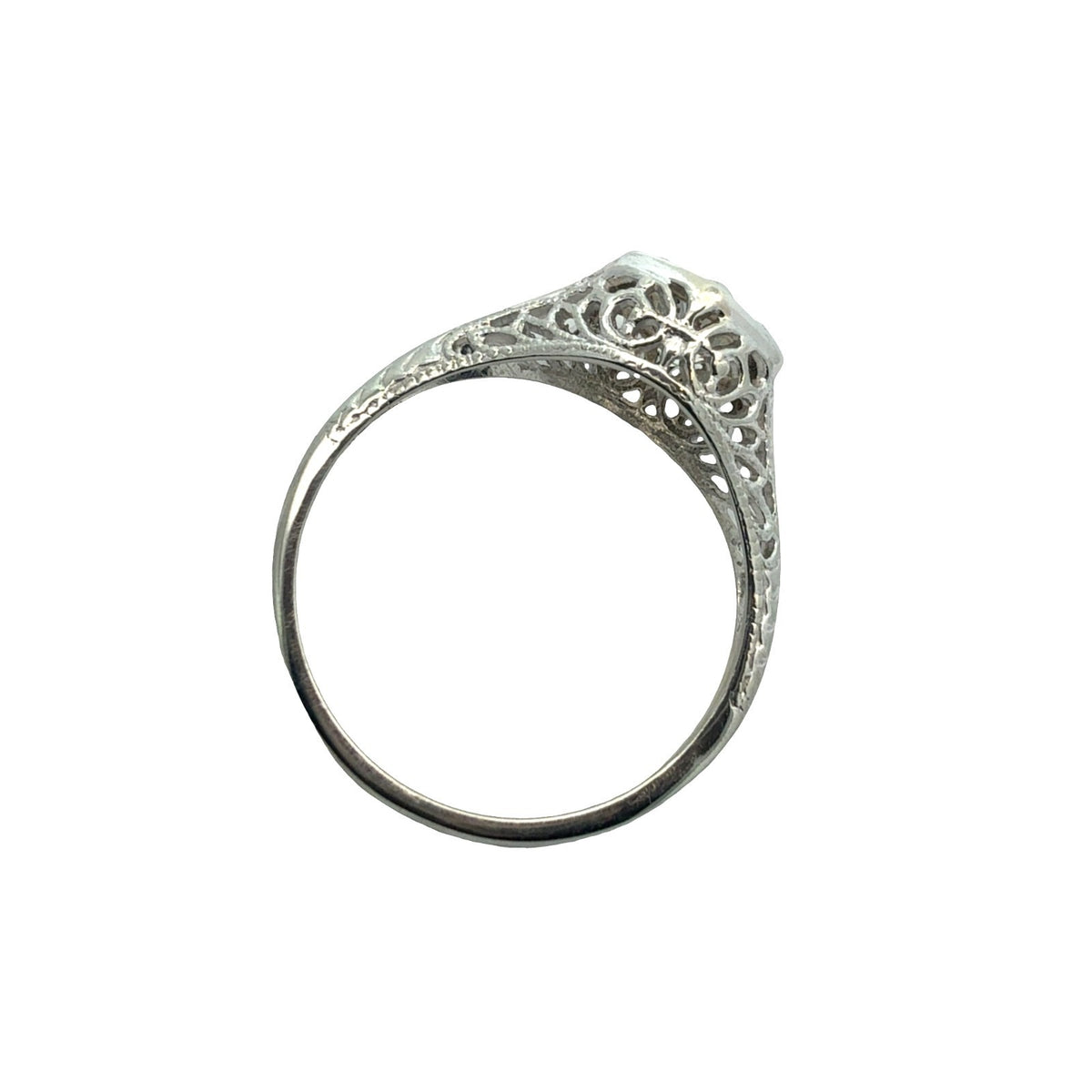 Art Deco 10k White Gold 0.53cttw Diamond Engagement Ring Size 5.755
