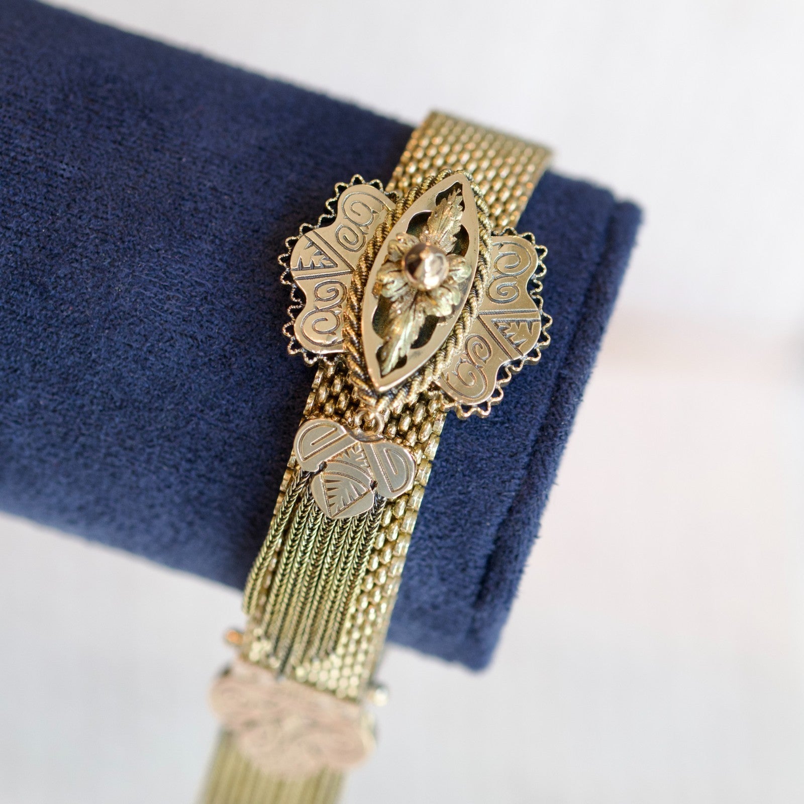 Antique Victorian 14k Yellow Gold Mesh Slide Bracelet0