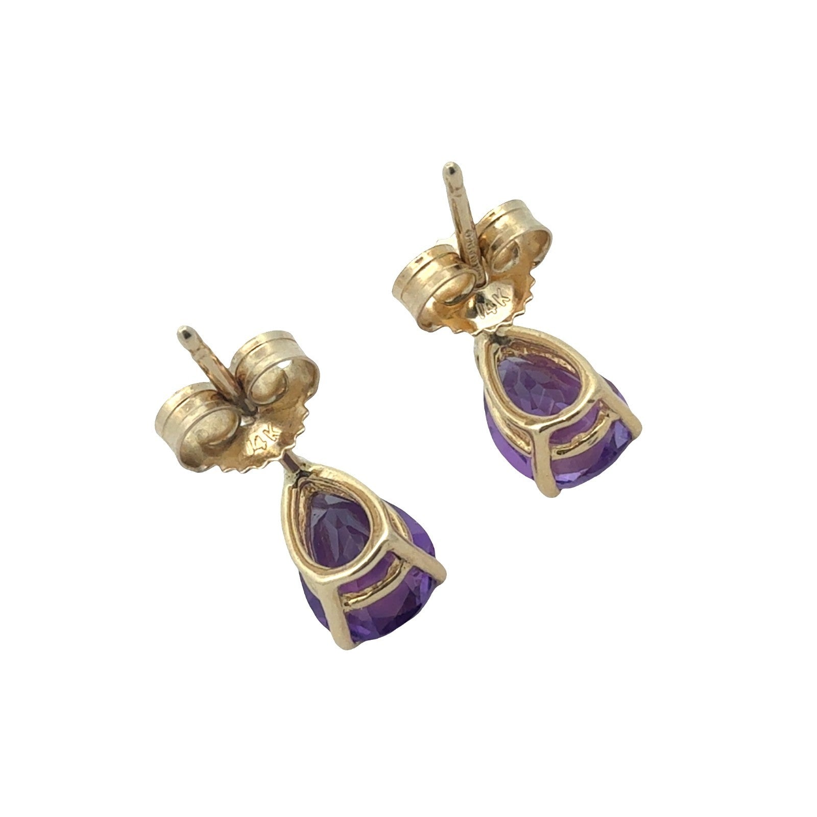 14k Yellow Gold and Amethyst Stud Earrings5