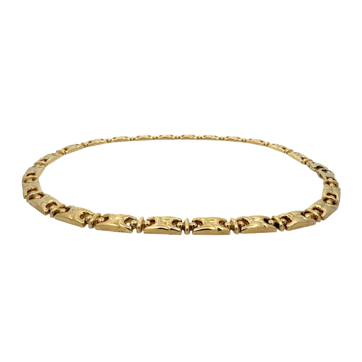 14k Yellow Gold Geometric Link Chain Necklace4
