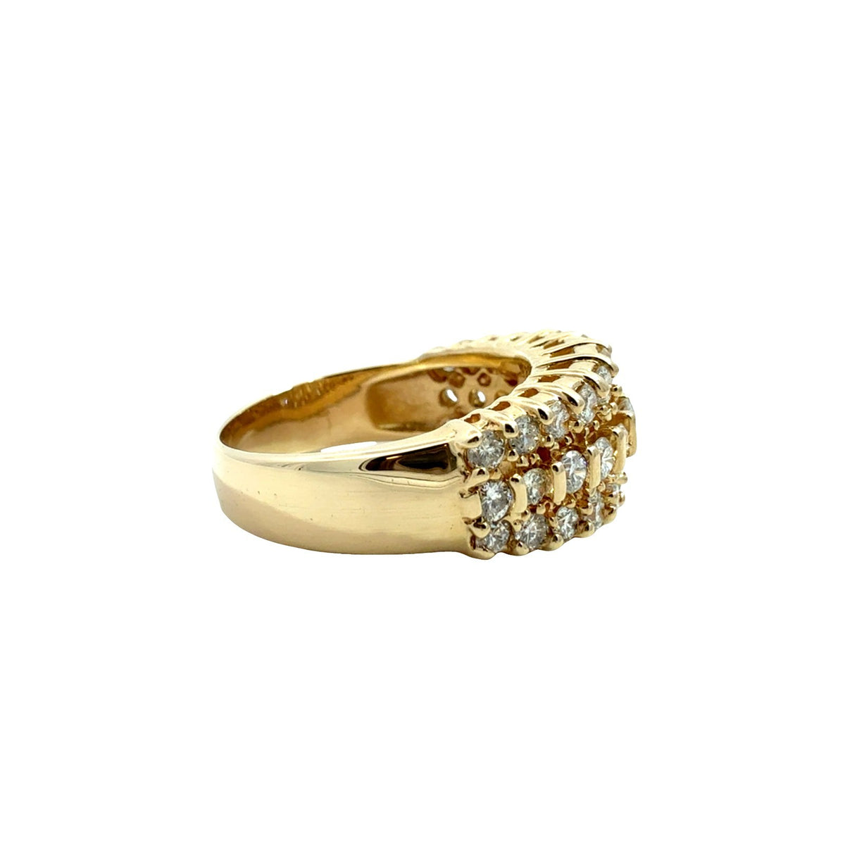 14k Yellow Gold Three-Row 1.48cttw Diamond Band Ring2