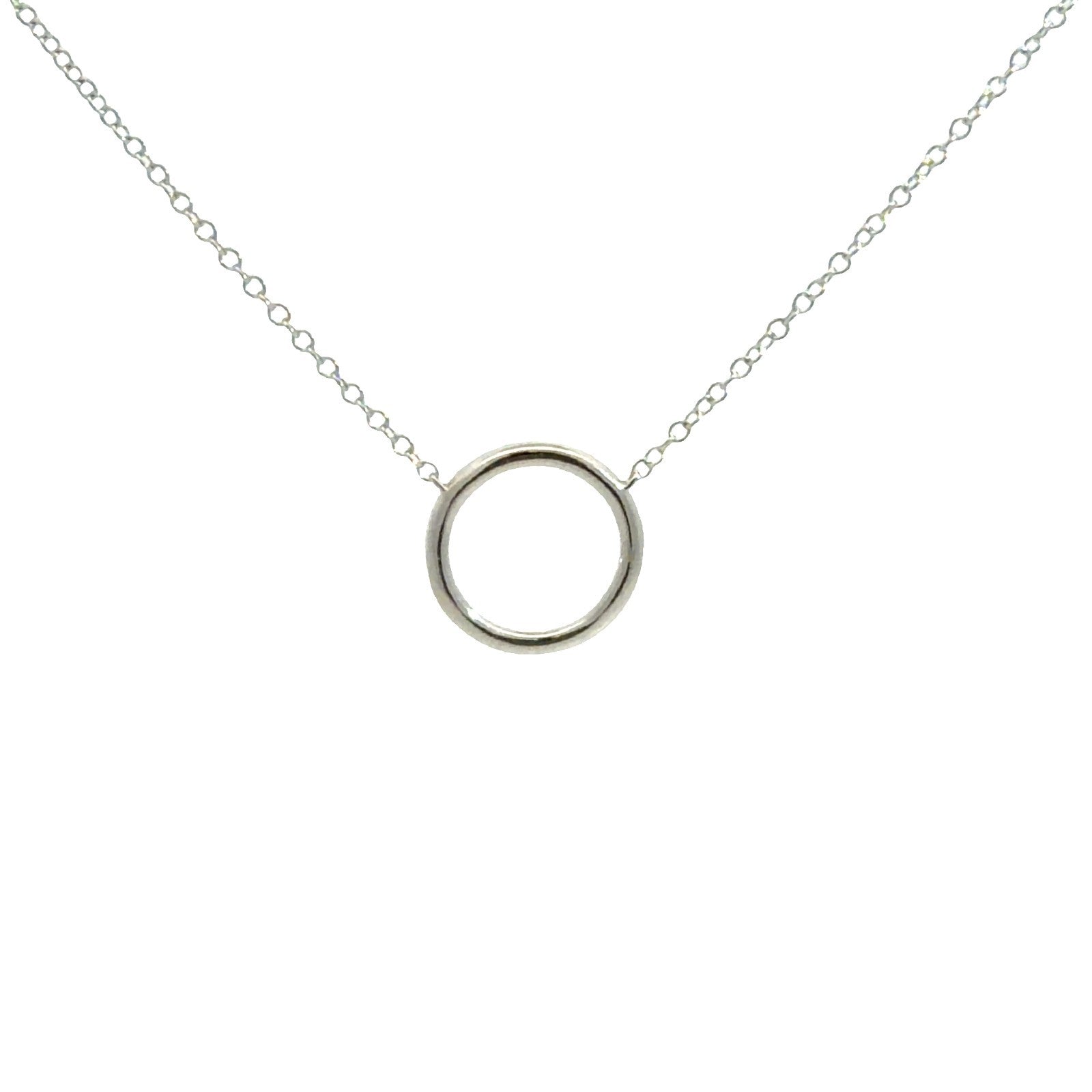 14k White Gold 0.16cttw Diamond Pave Hoop Pendant Necklace 17.5"2