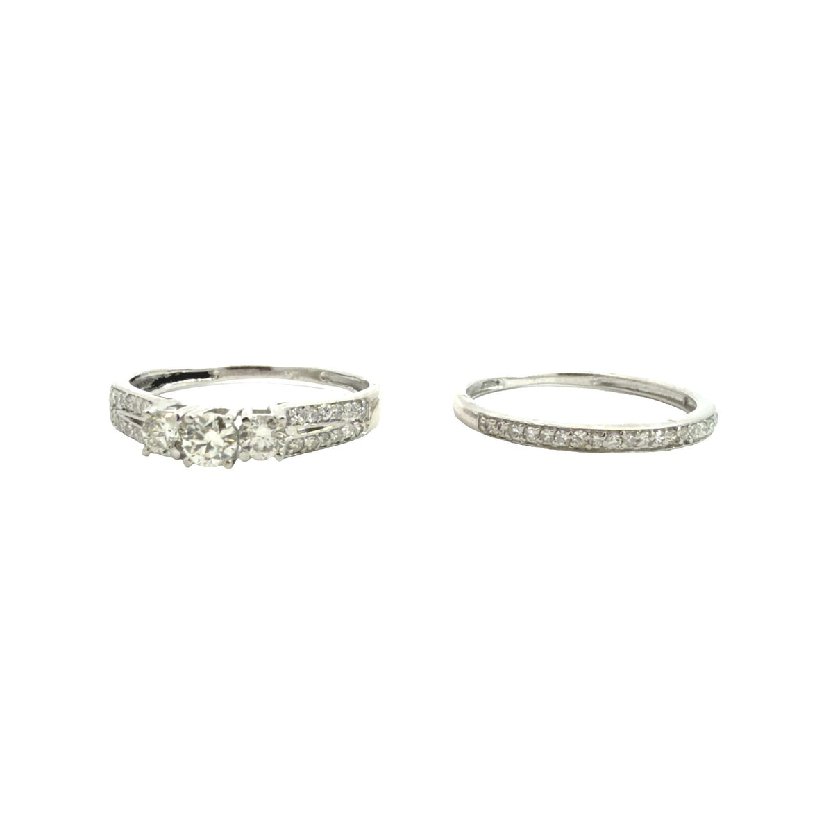 14k White Gold & 0.28cttw Diamond Bridal Ring Set Size 5.5 & 61