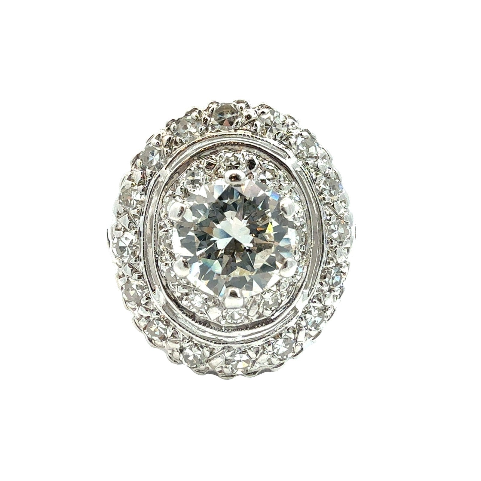 14k White Gold 1.50ctw (0.96ctw) Diamond Double Halo Ring Size 6.250