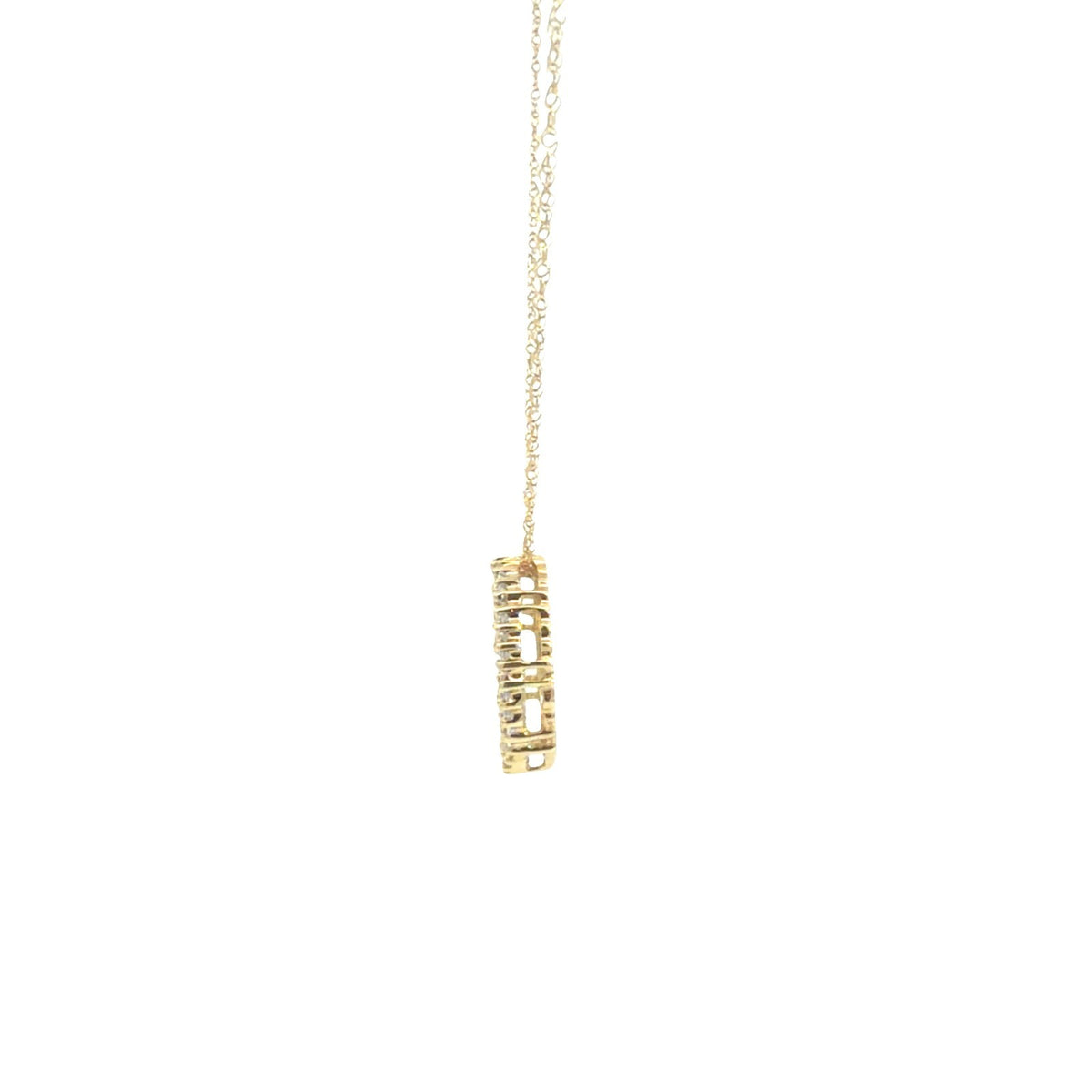 14k Yellow Gold Baguette 0.36cttw Diamond Slider Circle Pendant Necklace 18"4