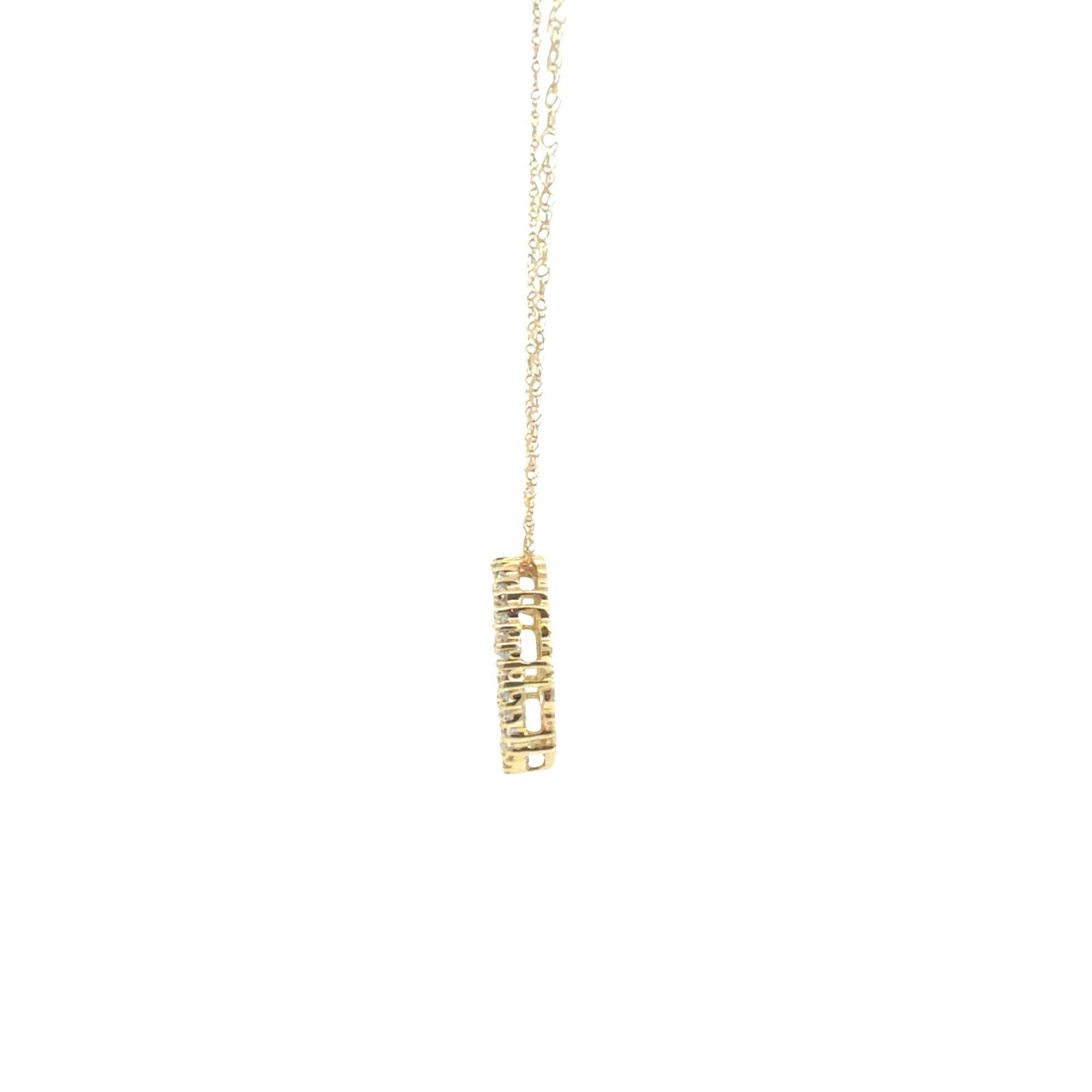 14k Yellow Gold Baguette 0.36cttw Diamond Slider Circle Pendant Necklace 18"4
