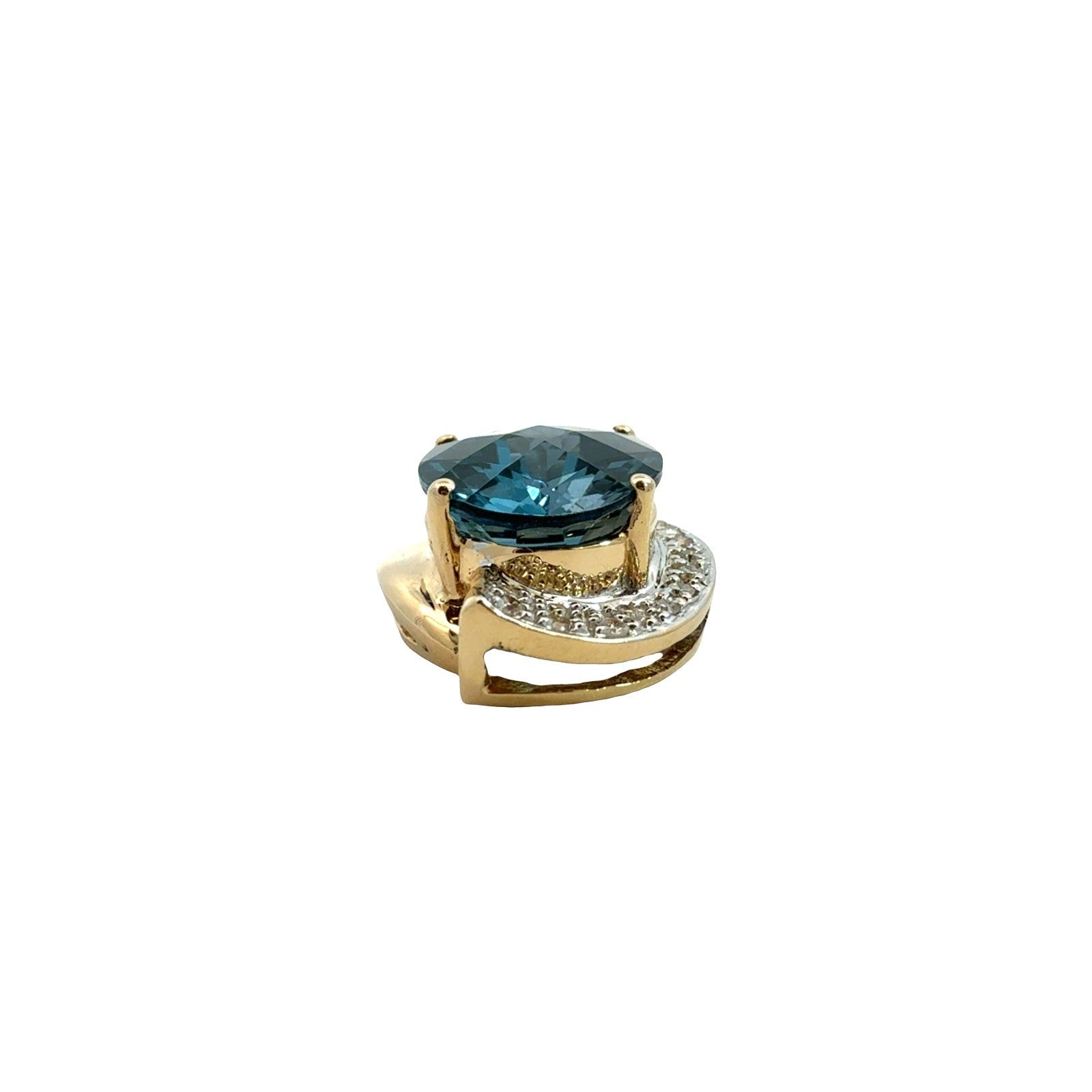 14k Yellow Gold 6.51tcw Oval Topaz and 0.08cttw Diamond Pendant1