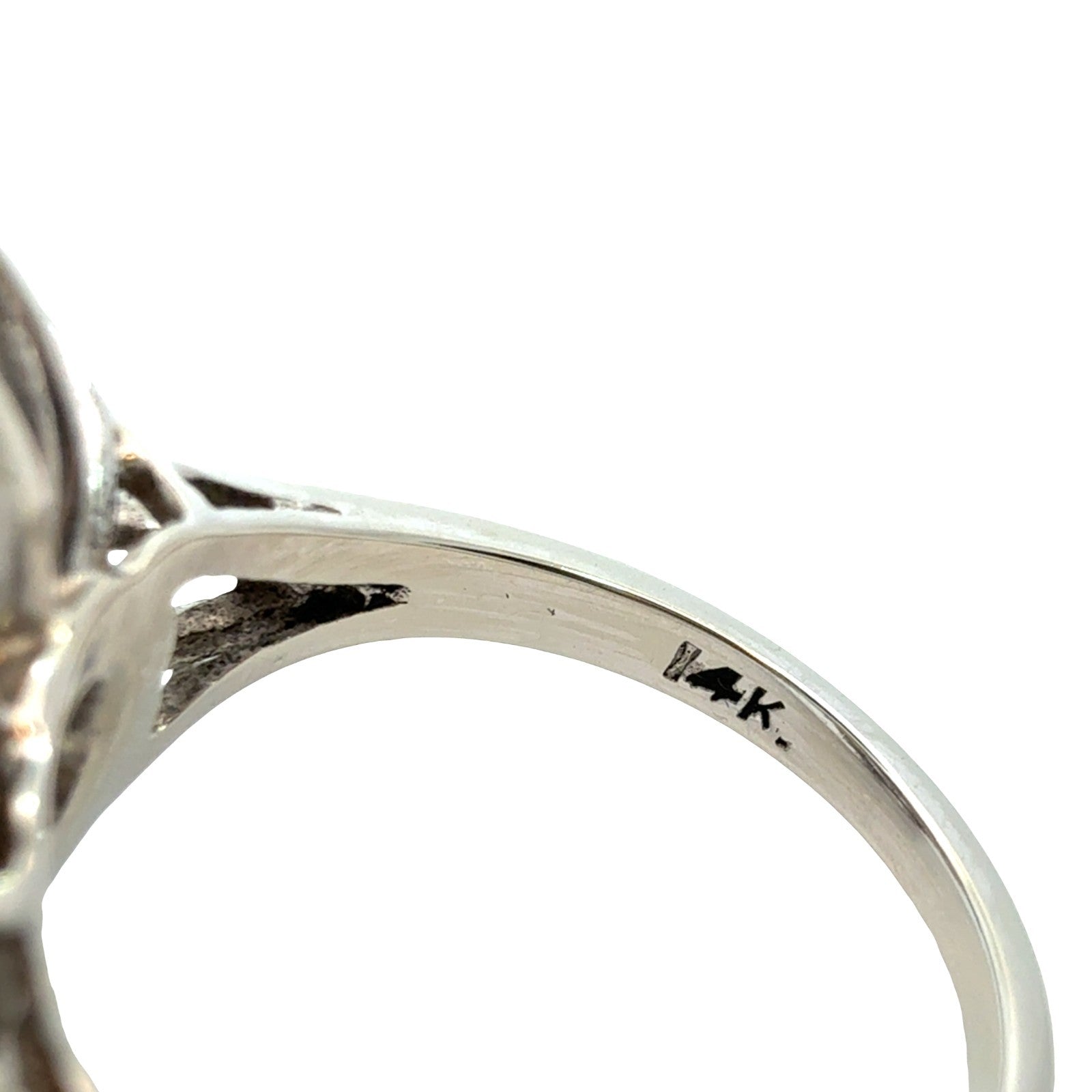 Kimberly Vintage 14k White Gold Stamped Pearl & 0.18cttw Diamond Cocktail Ring6