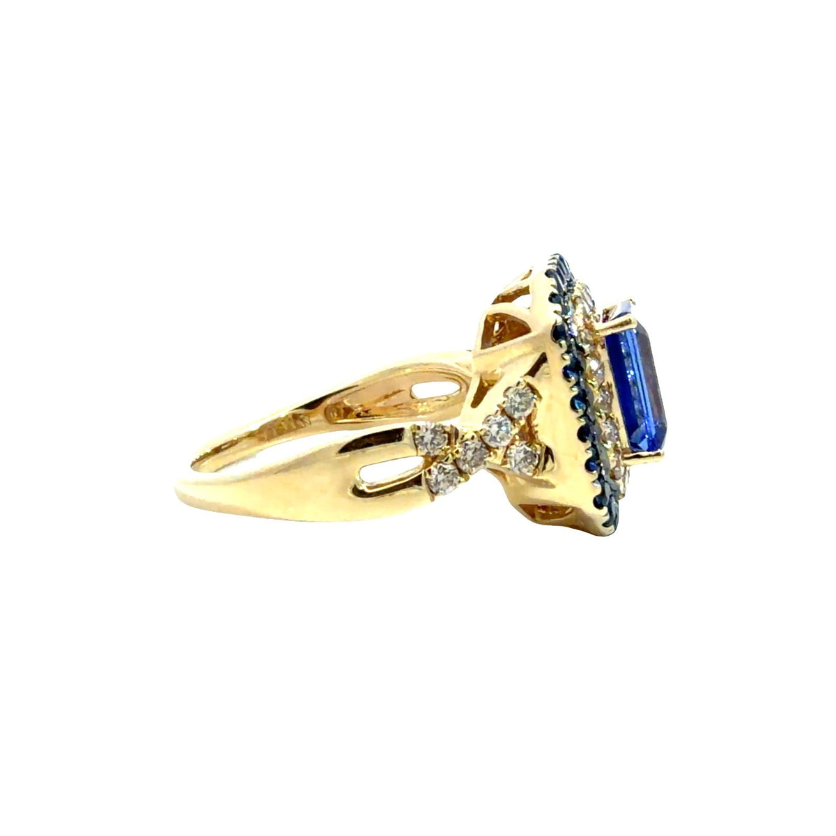 Le Vian 14k Yellow Gold Sapphire Diamond & 1.58tcw Emerald Cut Tanzanite Ring3