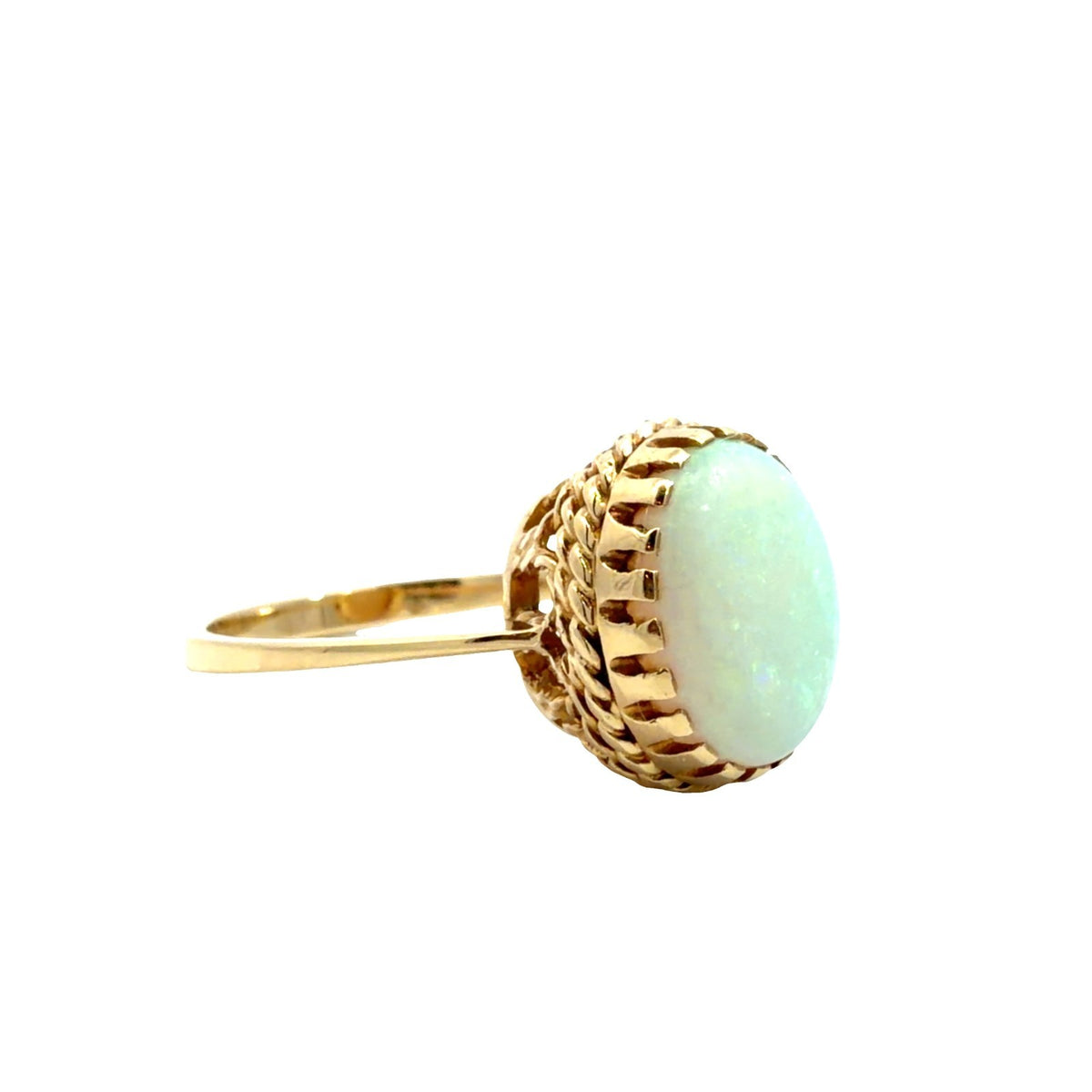 Vintage 14k Yellow Gold and 2.60ctw Oval Opal Cocktail Ring Size 7.51
