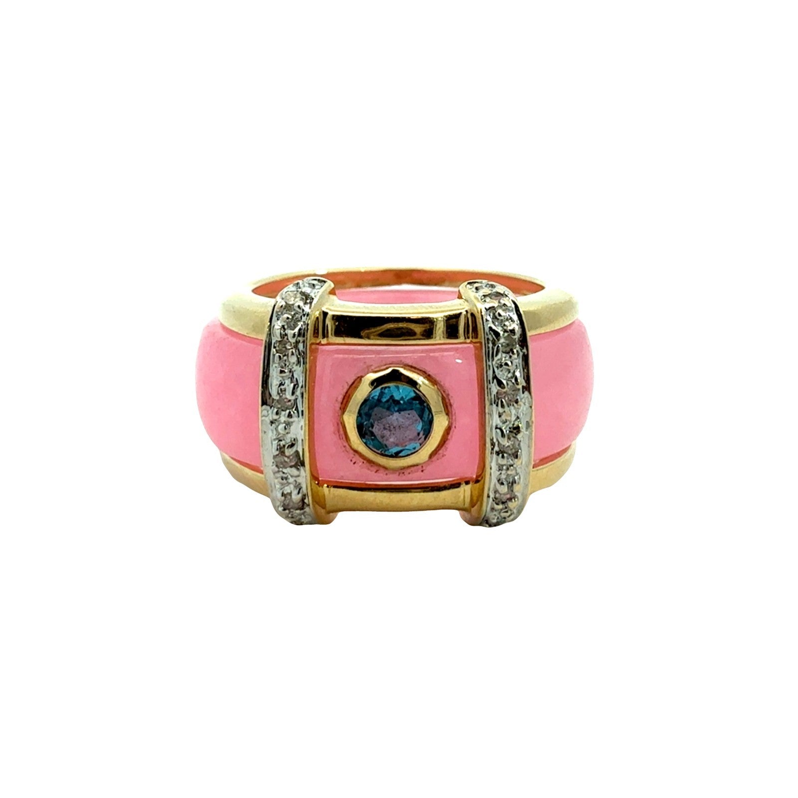 Vintage 14k Yellow Gold 0.07cttw Diamond and Interchangeable Jade Ring Set9