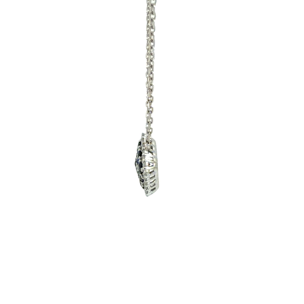 14k White Gold 0.25cttw Sapphire & 0.18cttw Diamond Cluster Pendant Necklace 16"2