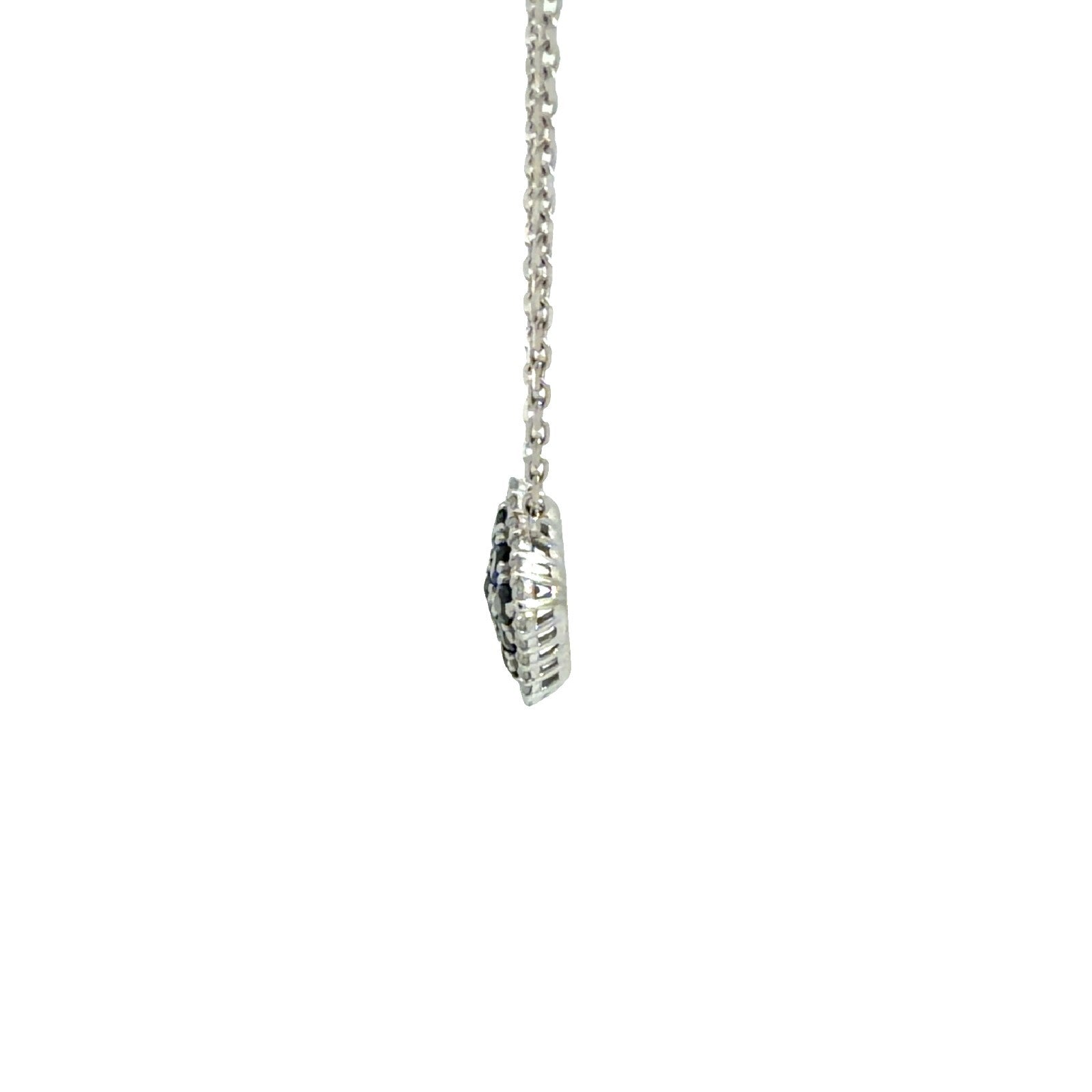 14k White Gold 0.25cttw Sapphire & 0.18cttw Diamond Cluster Pendant Necklace 16"2