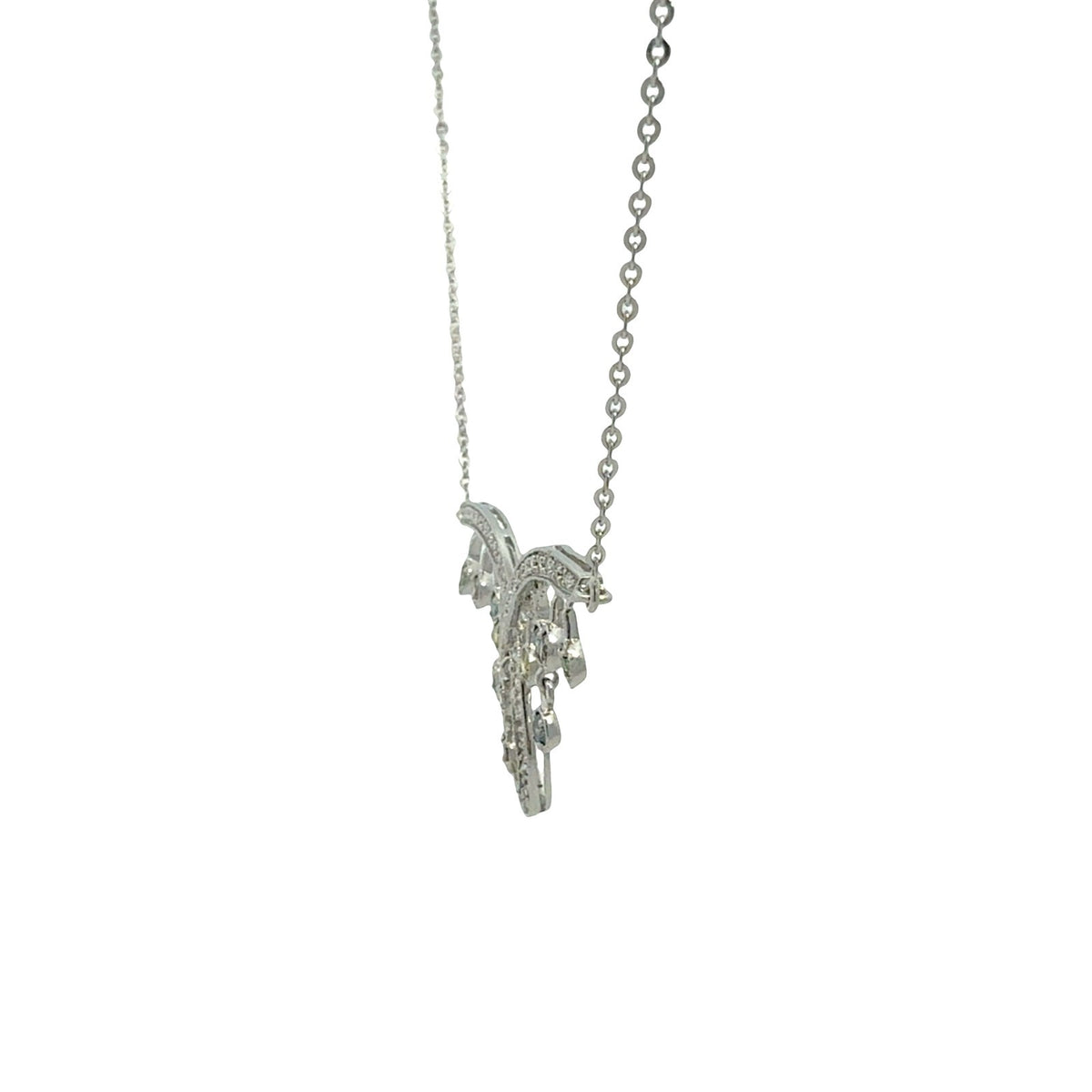 14k White Gold Multi Color 0.83cttw Diamond Fringe Pendant Necklace 4