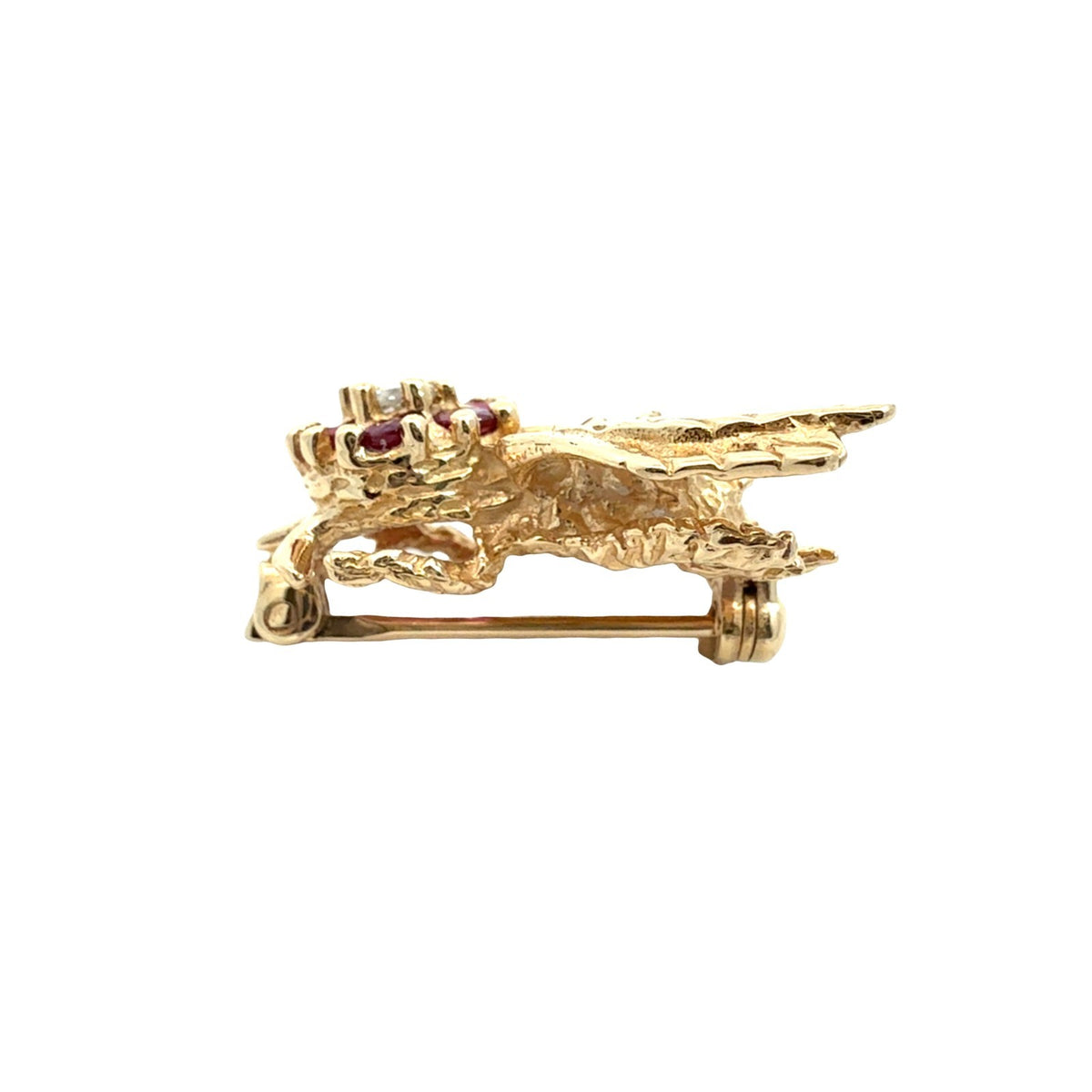 Vintage 14k Yellow Gold 0.10cttw Diamond and 0.36cttw Ruby Bee Pin2