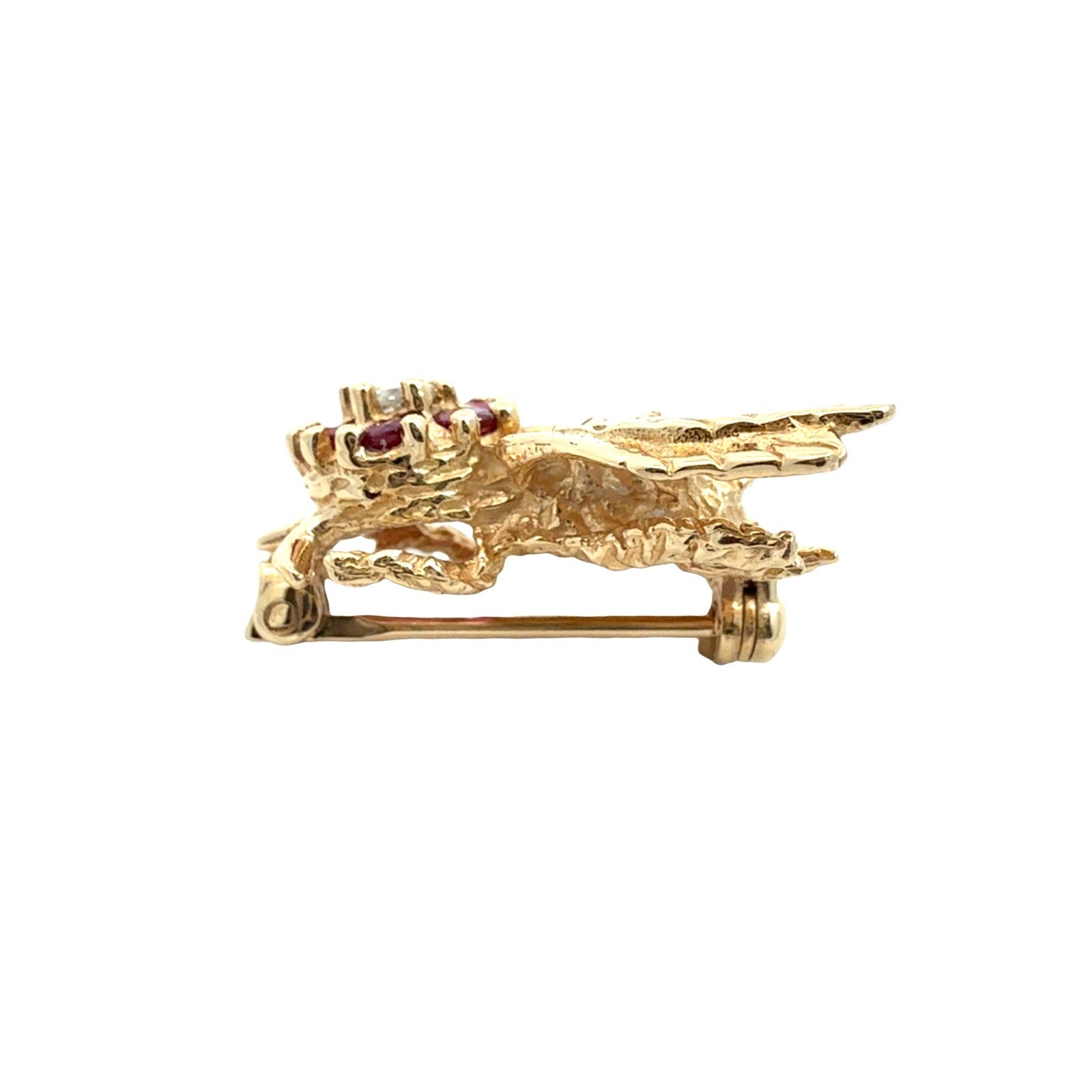 Vintage 14k Yellow Gold 0.10cttw Diamond and 0.36cttw Ruby Bee Pin2