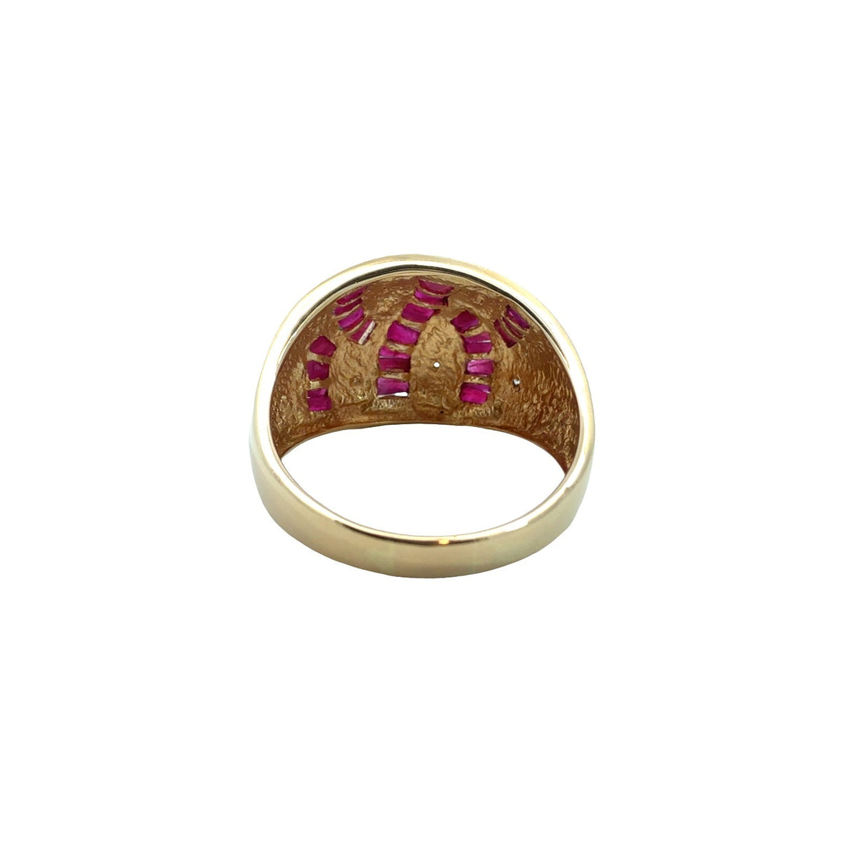 Vintage 14k Yellow Gold 0.03cttw Diamond and 0.82cttw Ruby Dome Cocktail Ring3