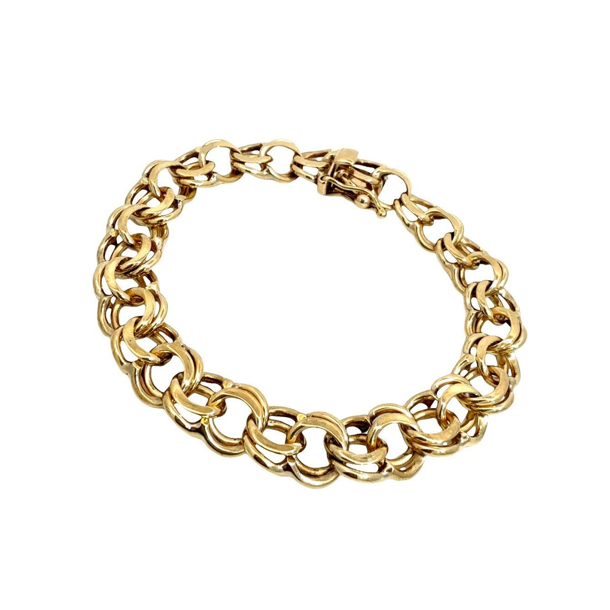 14k Yellow Gold Double Link Chain Charm Bracelet1