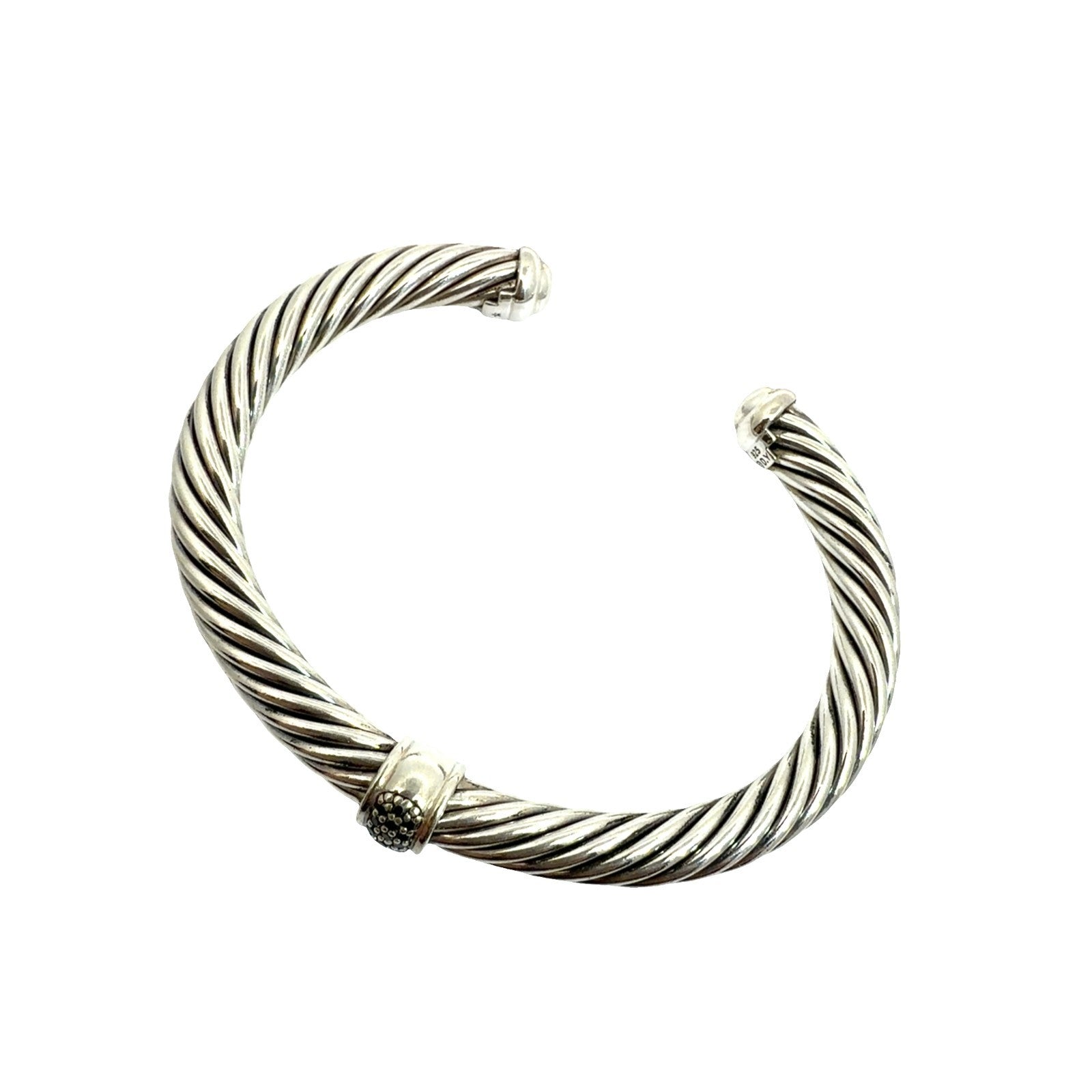 David Yurman Sterling Silver Onyx Classic Cable Cuff Medium 7mm3