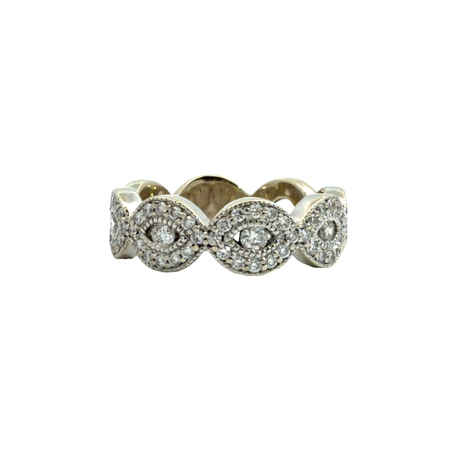 14k White Gold 0.78ctw Diamond Twisted Band Ring0