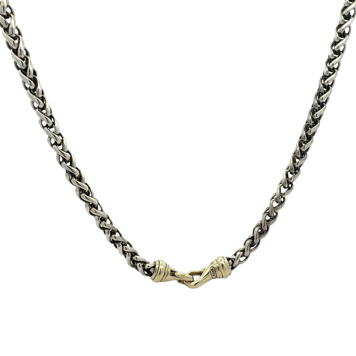 David Yurman Sterling Silver Chain Necklace with 14k Yellow Gold Clasp 20"4
