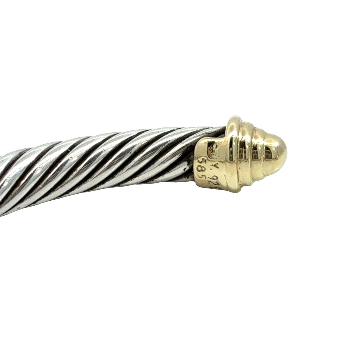 David Yurman Sterling Silver and 14k Yellow Gold Two-Tone Cable Cuff Bracelet5