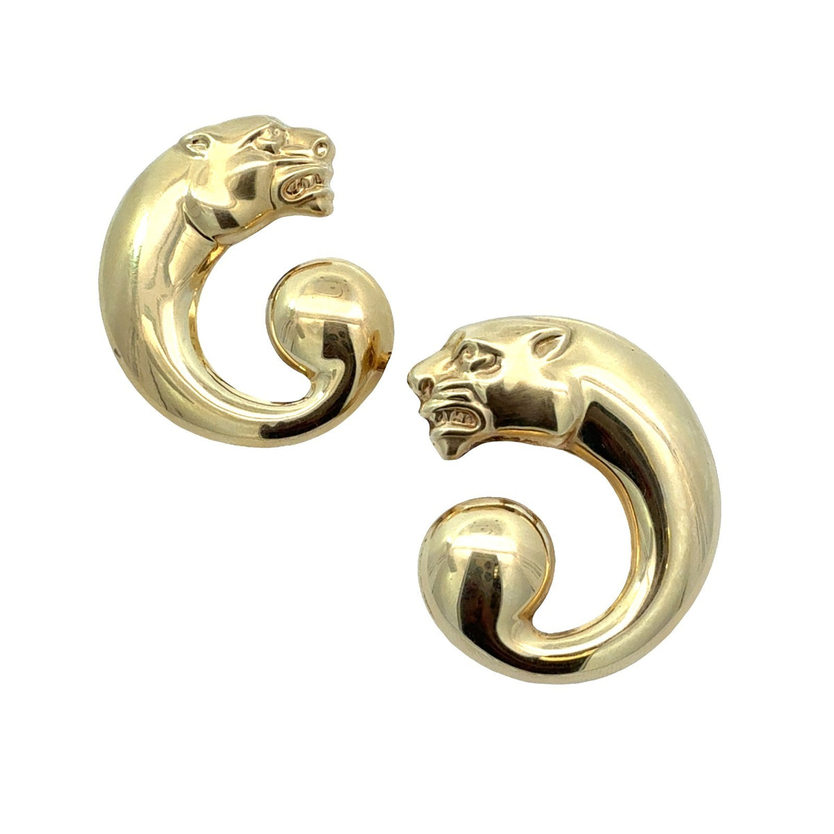 Vintage 14k Yellow Gold Bassani Panther Earrings0