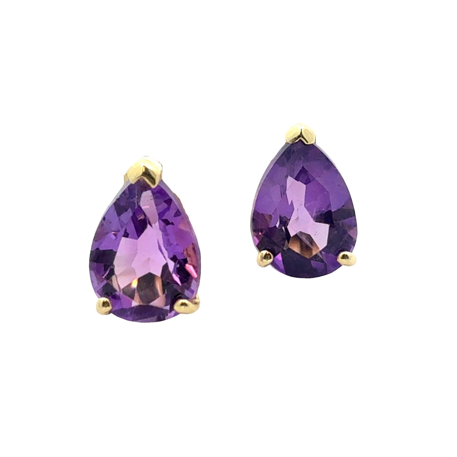 14k Yellow Gold and Amethyst Stud Earrings0