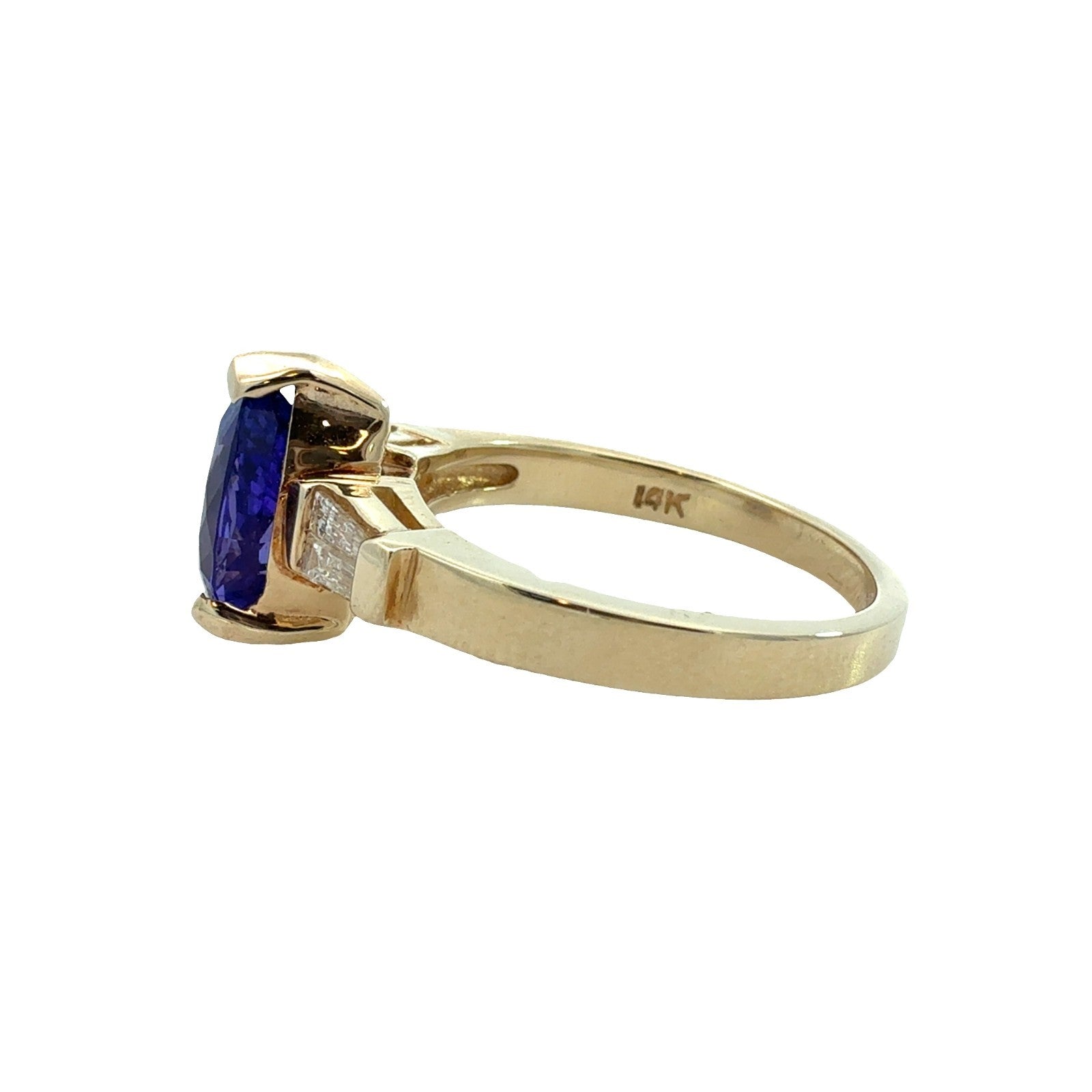 14k Yellow Gold Ring with 1.83ctw Pear Tanzanite and 0.24ctw Diamonds Size 6.52