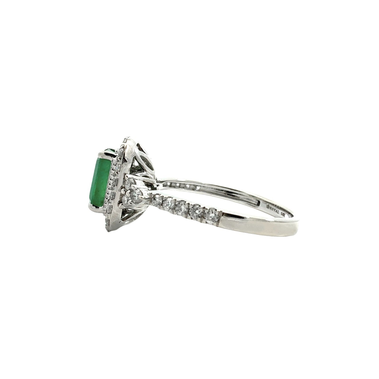 Royal 14k White Gold 1.02tcw Emerald and 0.63cttw Diamond Halo Cocktail Ring4