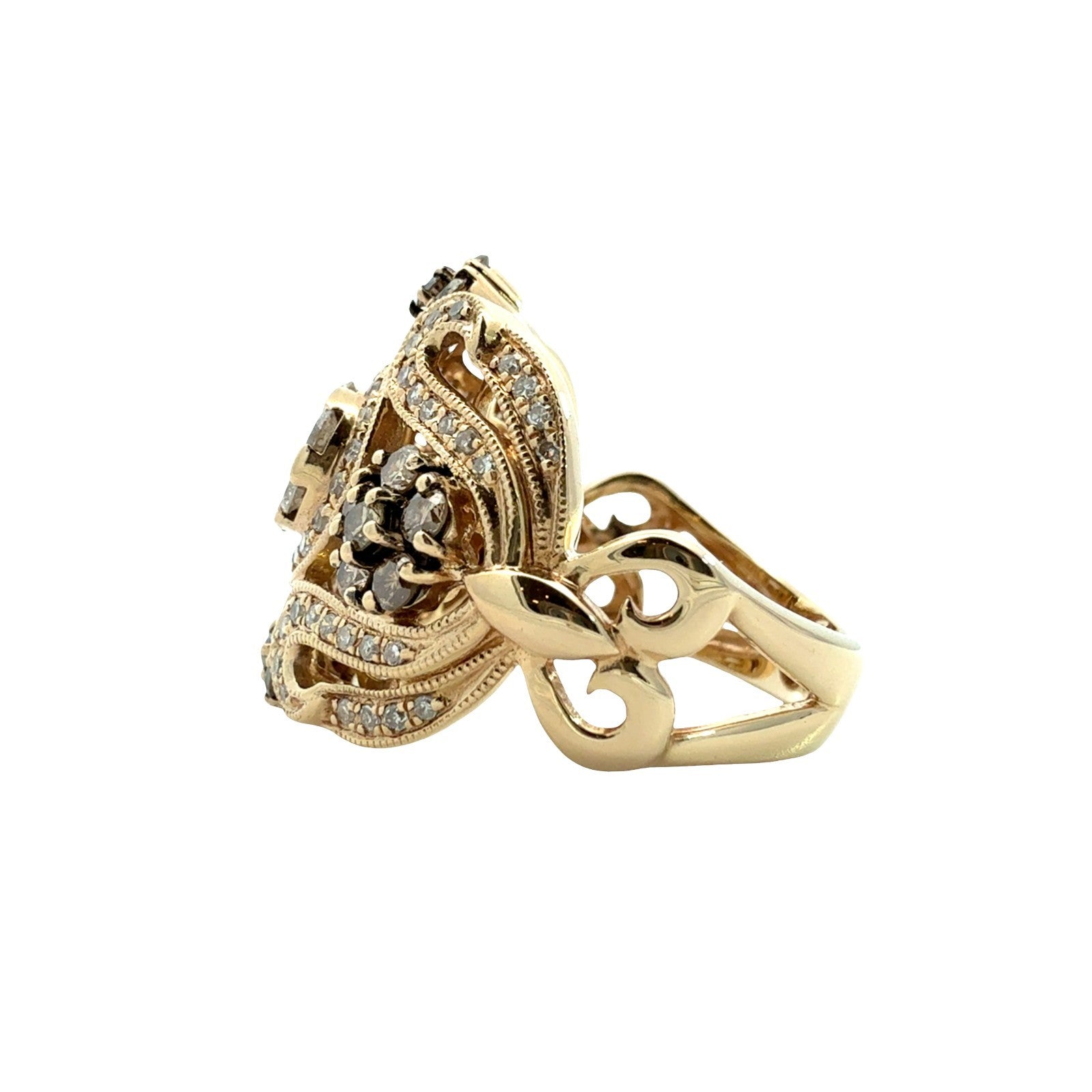 14k Yellow Gold 1.13cttw Diamond Cluster Cocktail Ring4