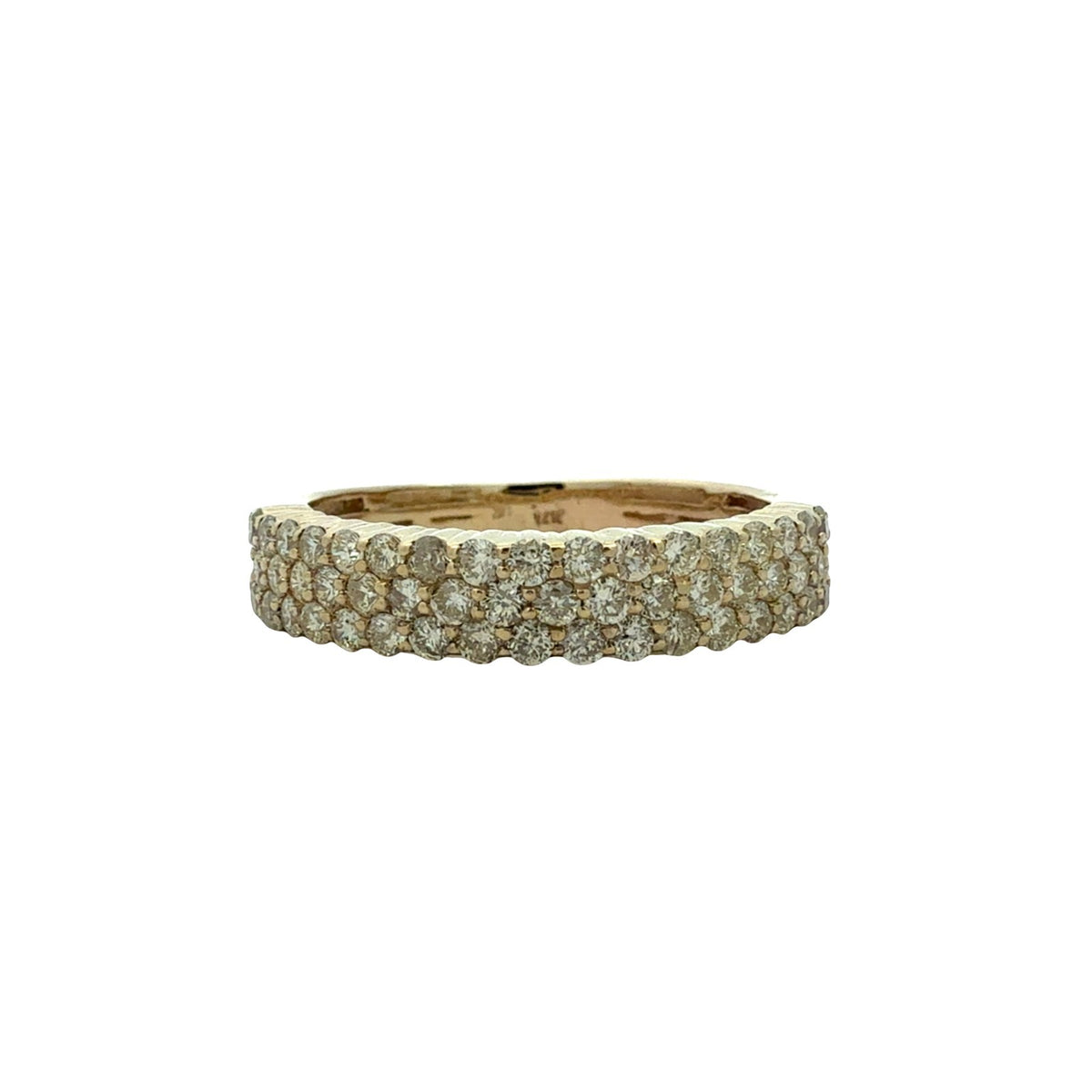 10k Yellow Gold Three-Row Pave 1.13cttw Diamond Band Ring Size 8.750