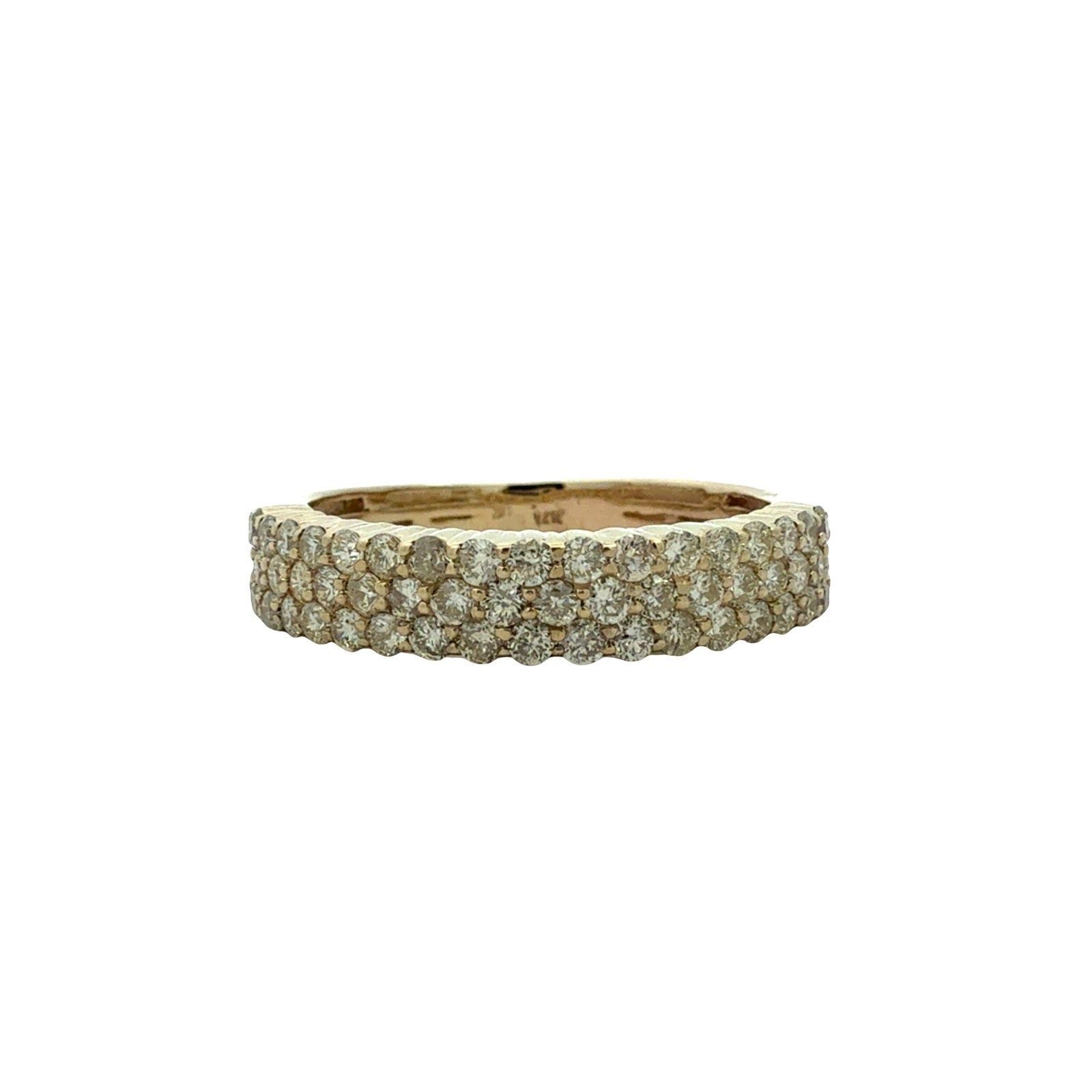 10k Yellow Gold Three-Row Pave 1.13cttw Diamond Band Ring Size 8.750