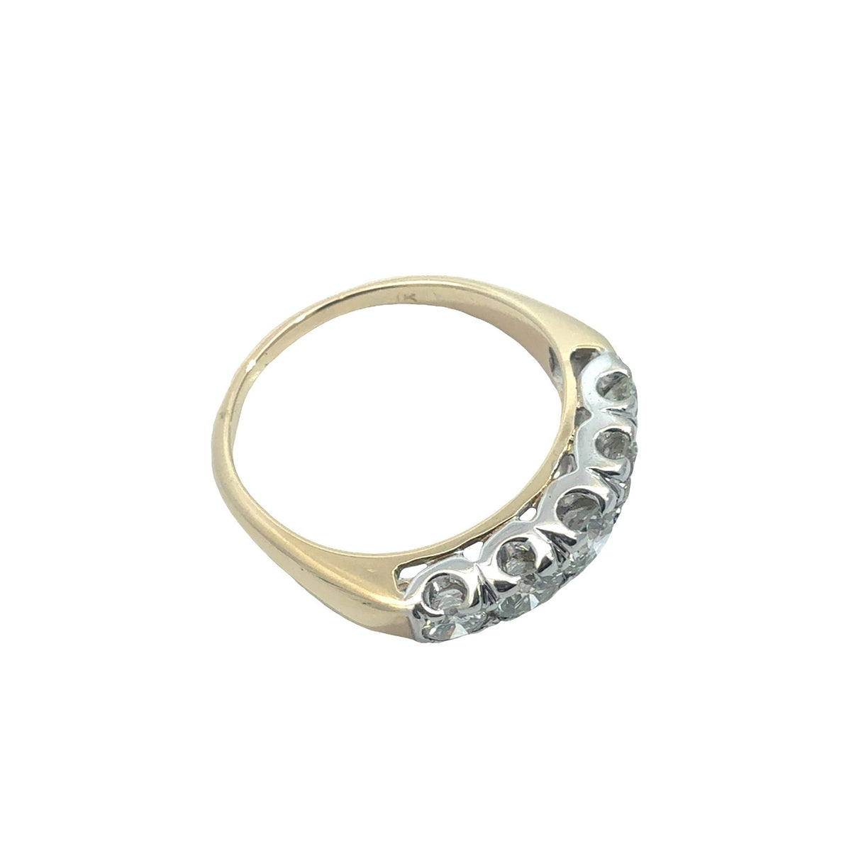 14k Yellow Gold Two-Toned 0.97ctw 5 Diamond Wedding Band Ring Size 71