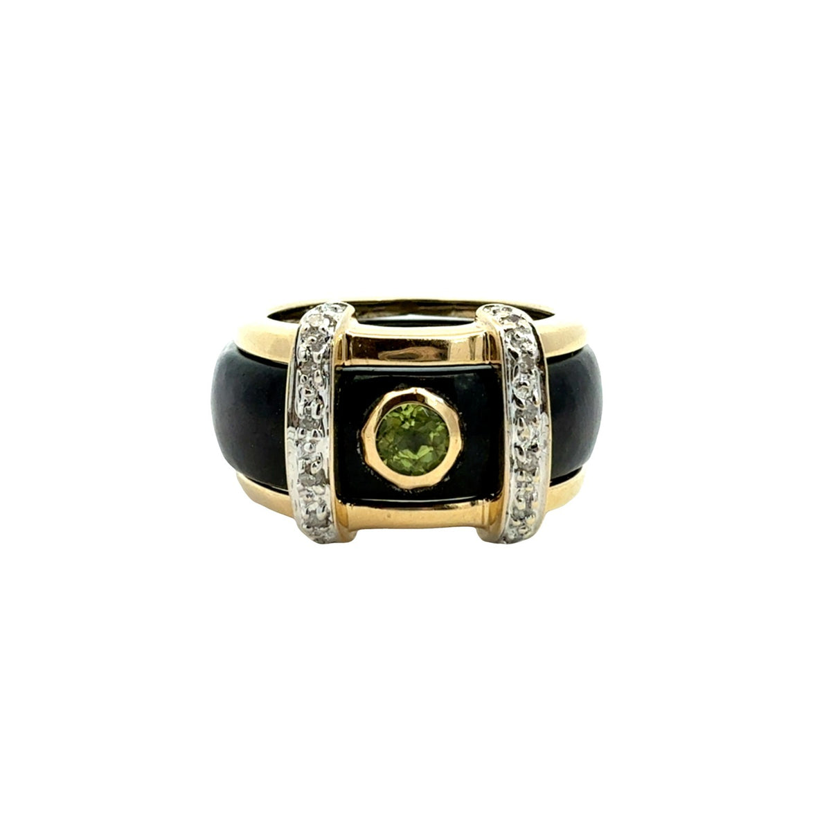 Vintage 14k Yellow Gold 0.07cttw Diamond and Interchangeable Jade Ring Set5