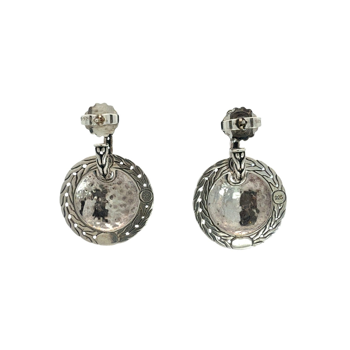 John Hardy Sterling Silver Hammered Disc Drop Earrings4